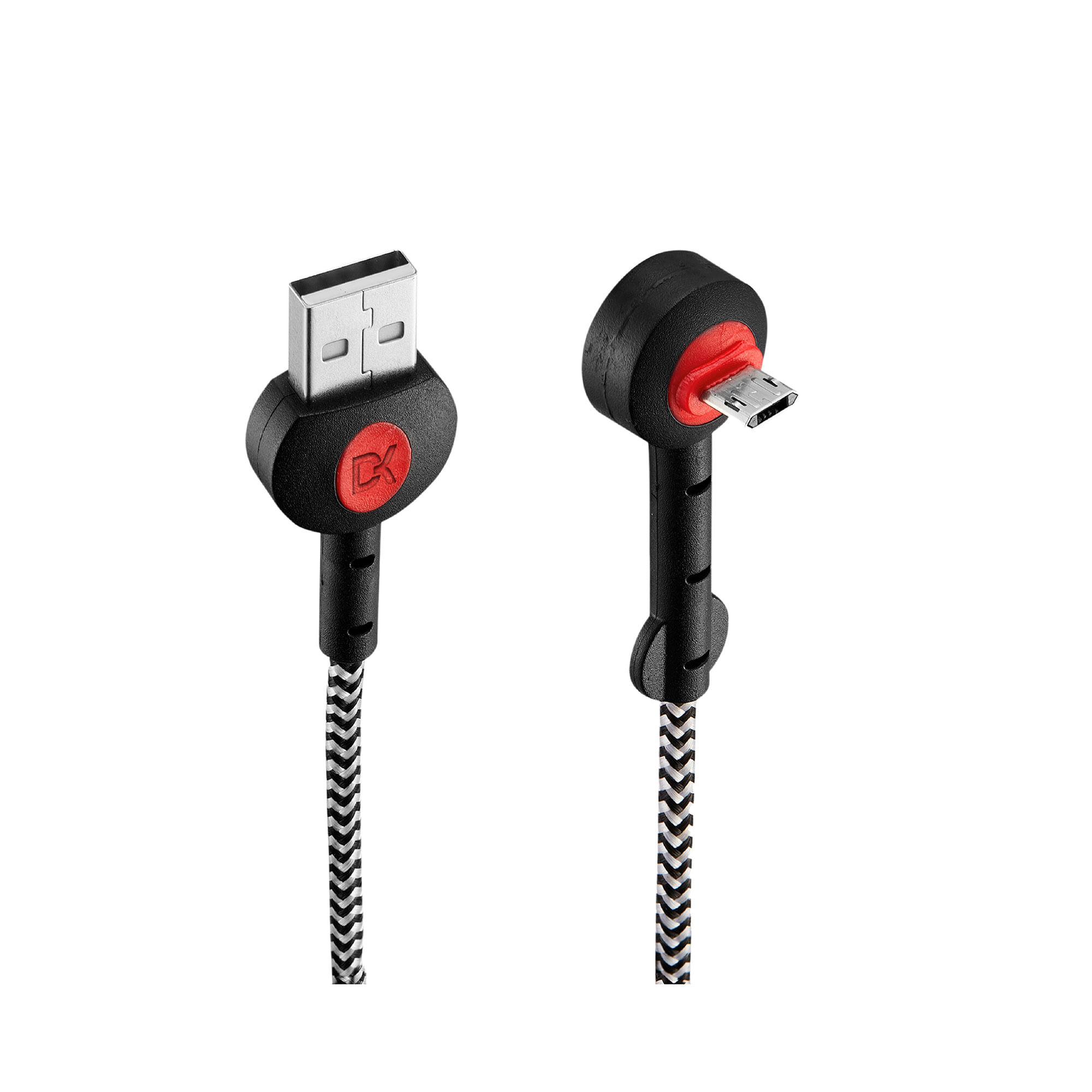Cable Dekkin micro usb redon 90 grados negr blanco
