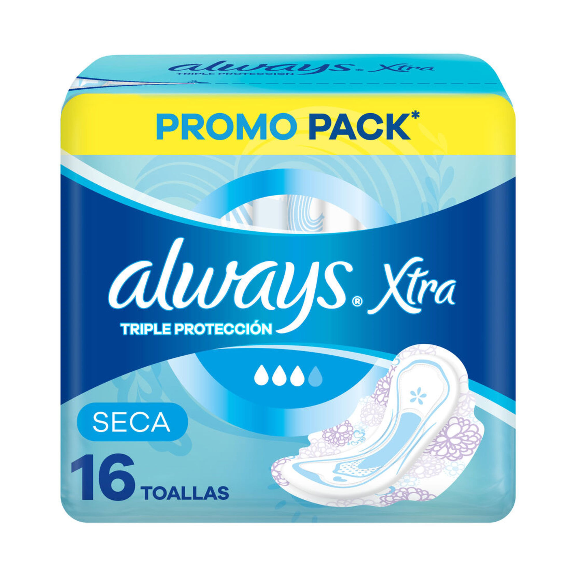 Always xtra triple protección seca toallas 16 uni