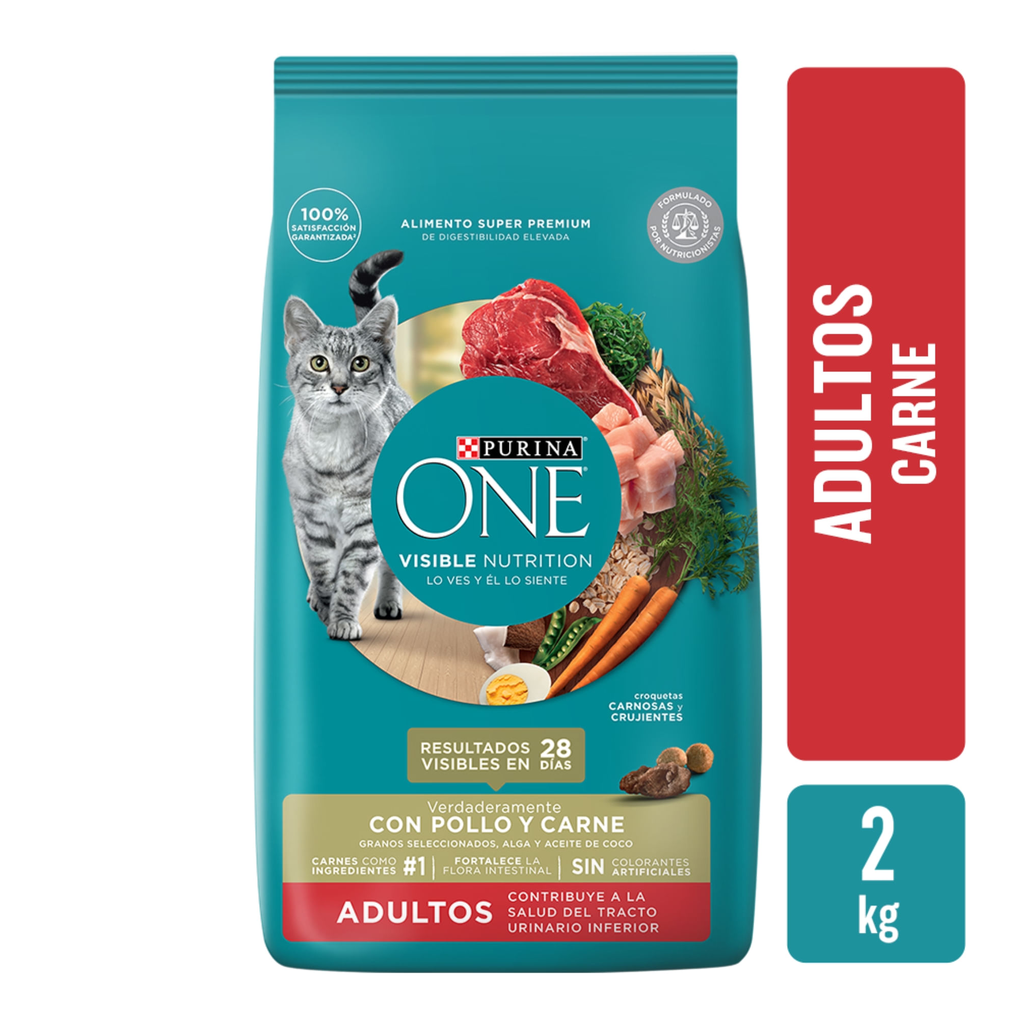 Alimento seco para gato Purina One 2 kg. carne