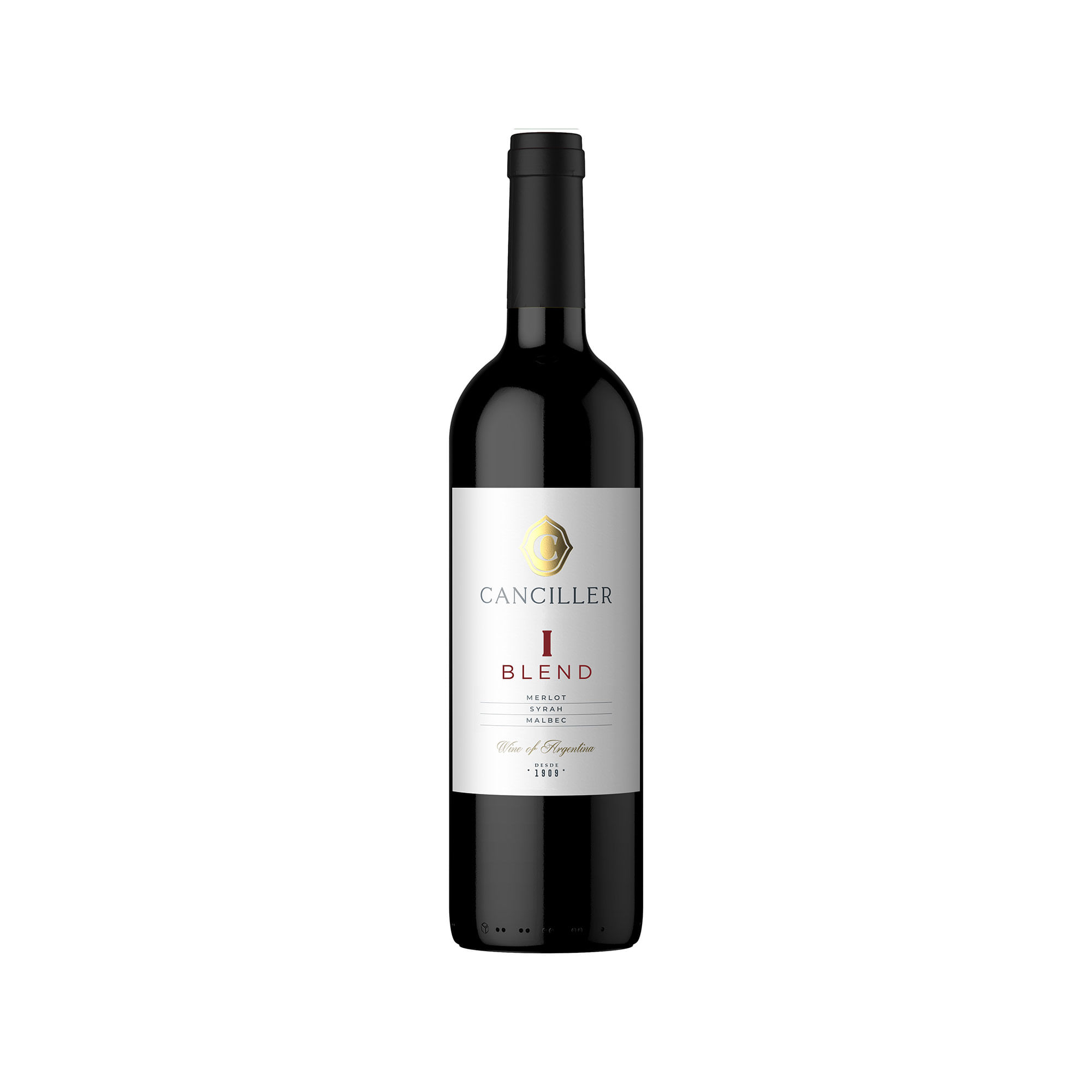 Vino tinto merlot syrah malbec Canciller en botella 750 cc.