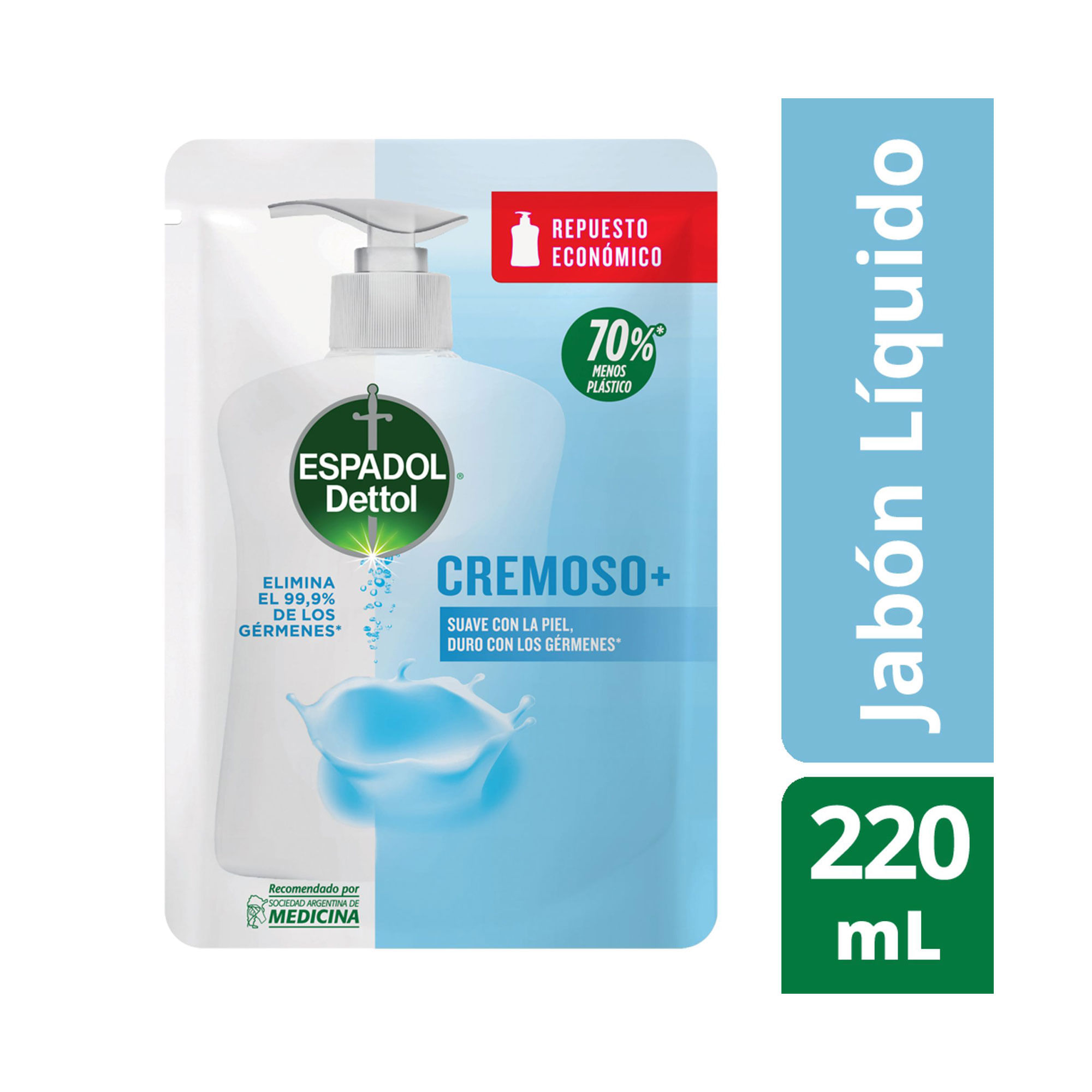 Jabón líquido Espadol antibacterial repuesto 220 cc.