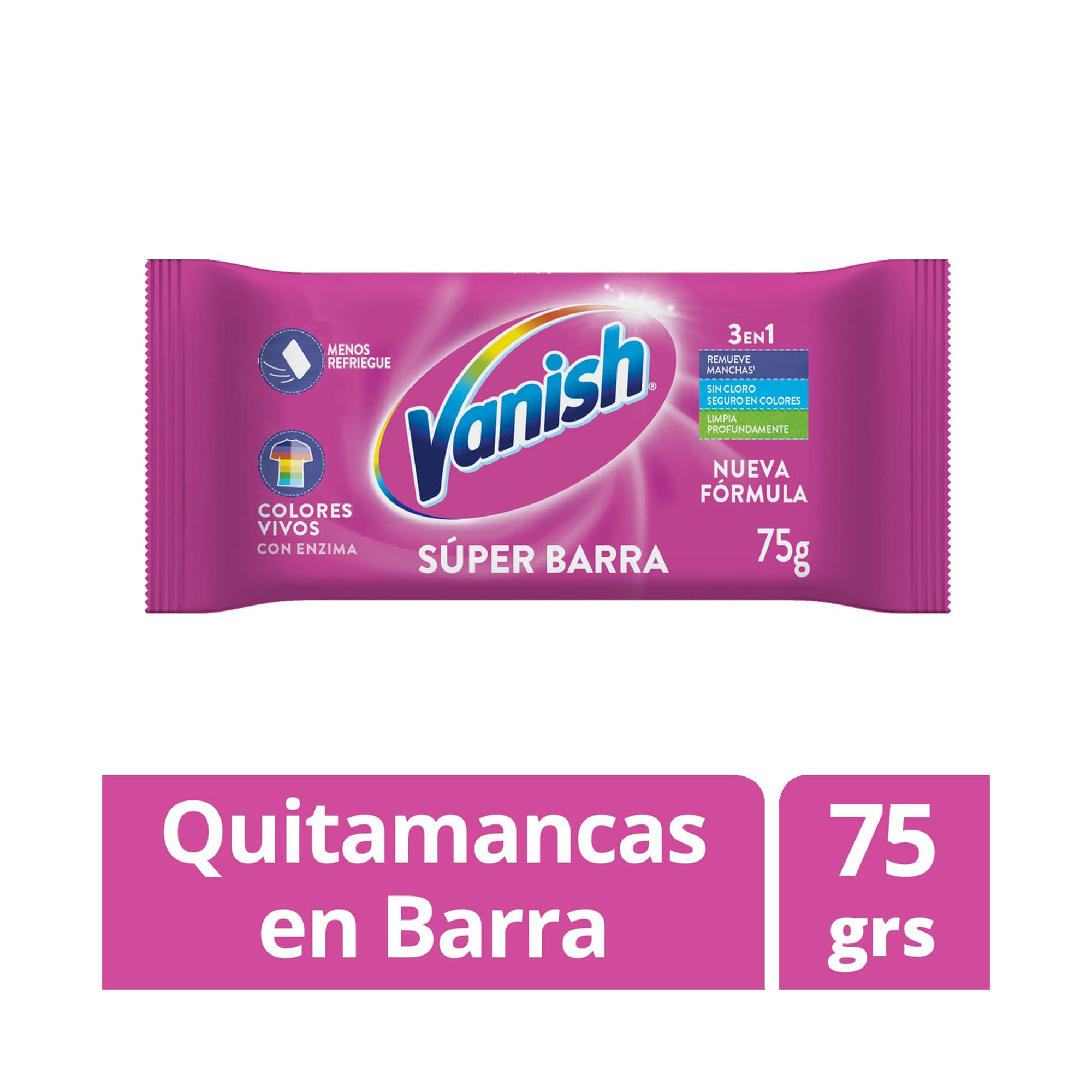 Quitamanchas Vanish prelavado en barra rosa 75 g.