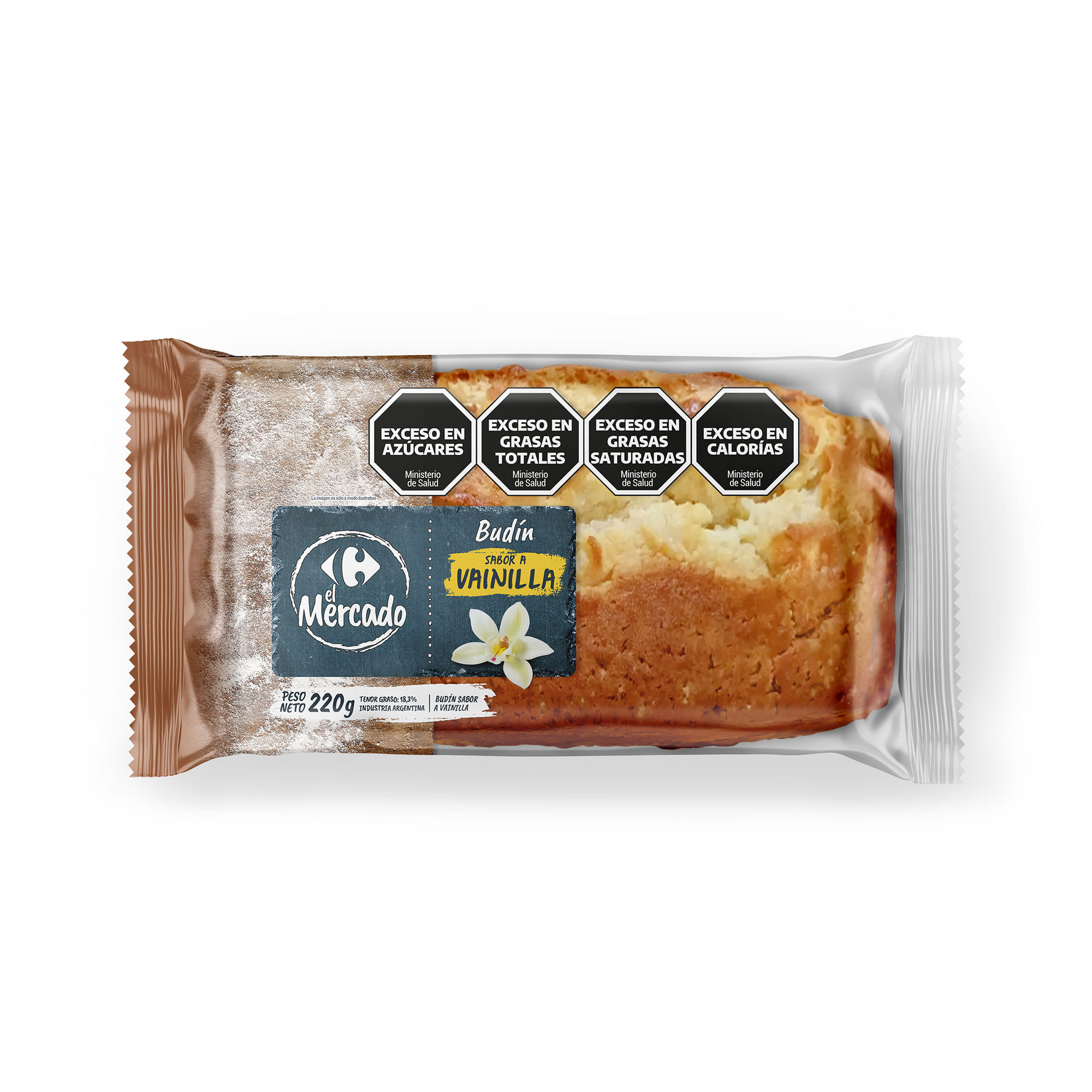Budín de vainilla El Mercado 220 g.