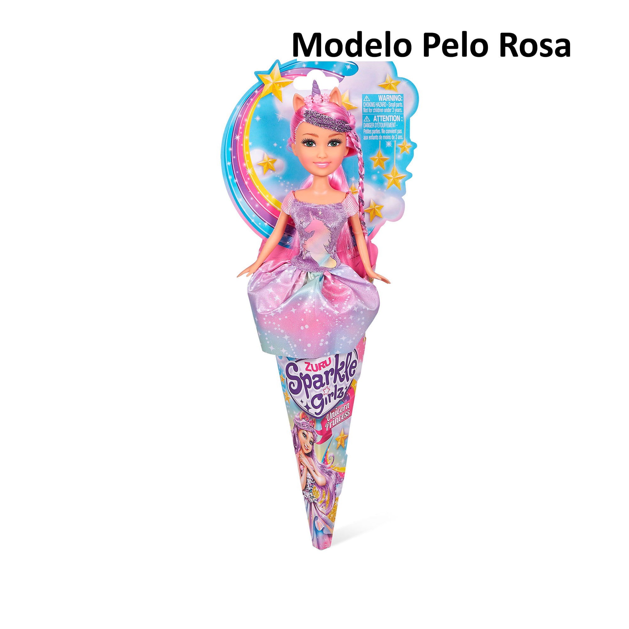 Muñeca unicornio princesa sparkle en cono 27 cm Sparkle Girlz  (Modelos Surtidos)