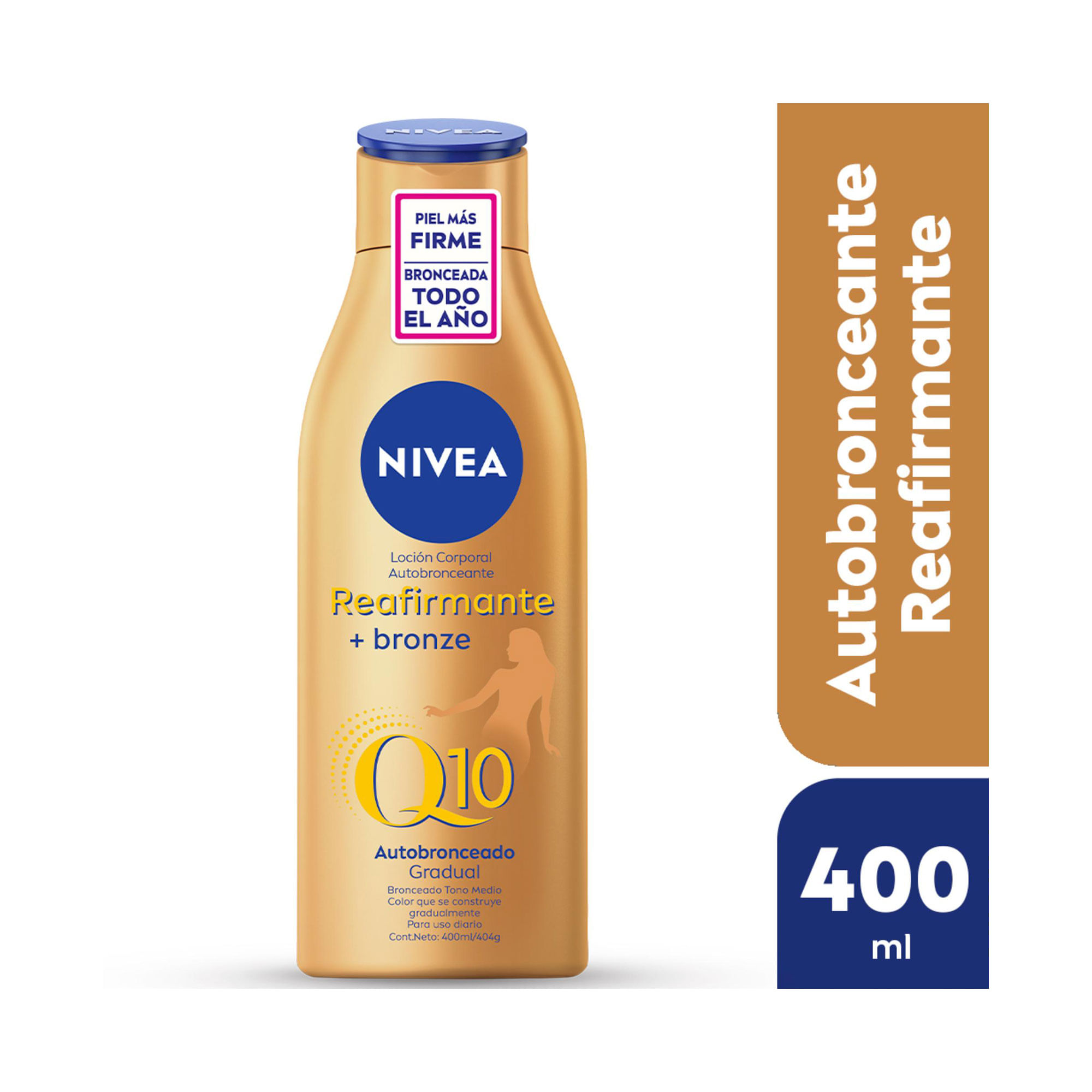Loción Corporal Autobronceante + Reafirmante Nivea Q10 Para Uso Diario X 400 Ml