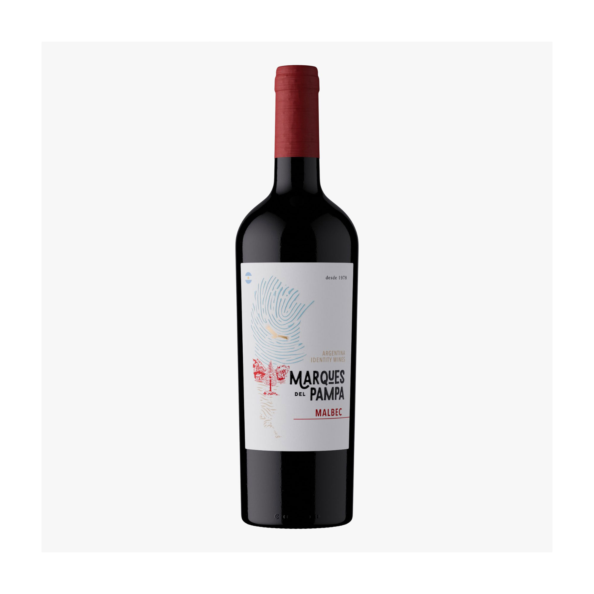 Vino tinto malbec Marques del pampa en botella 750 cc.