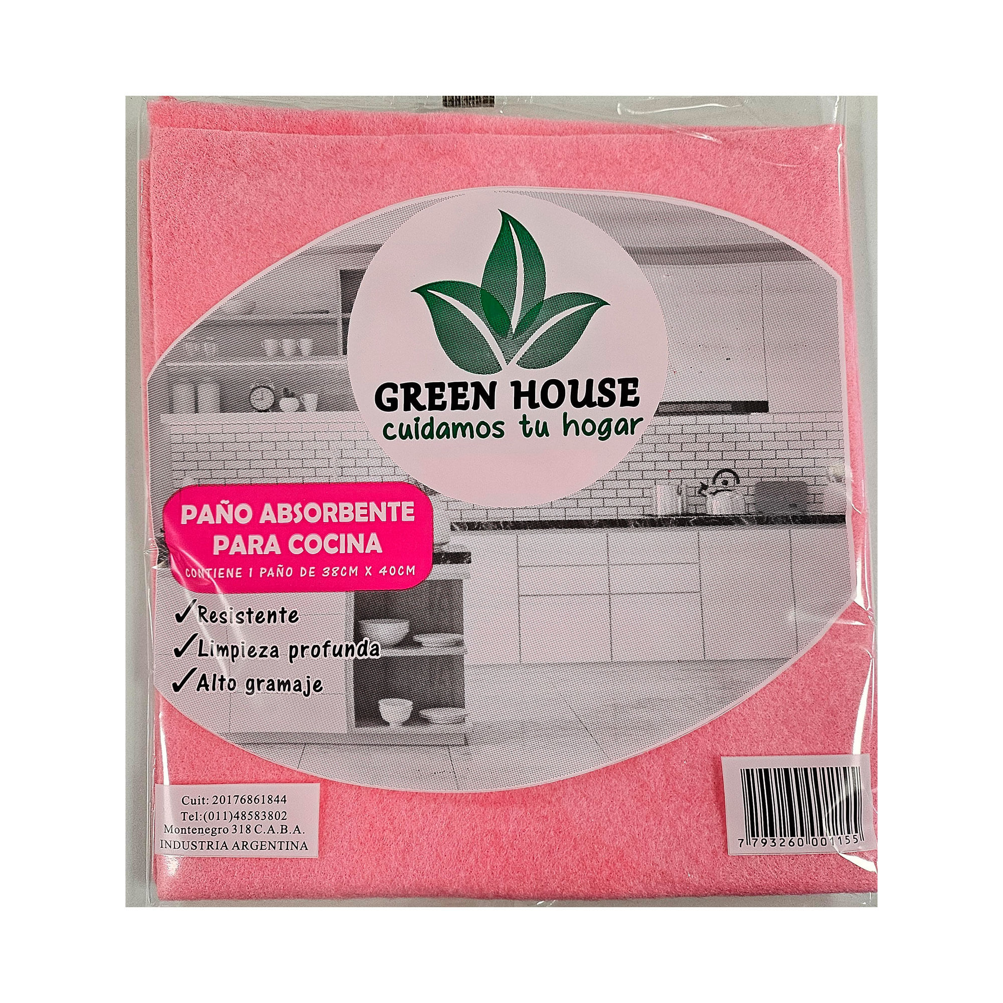 Paño absorbente Green House 38x40 cm rosa
