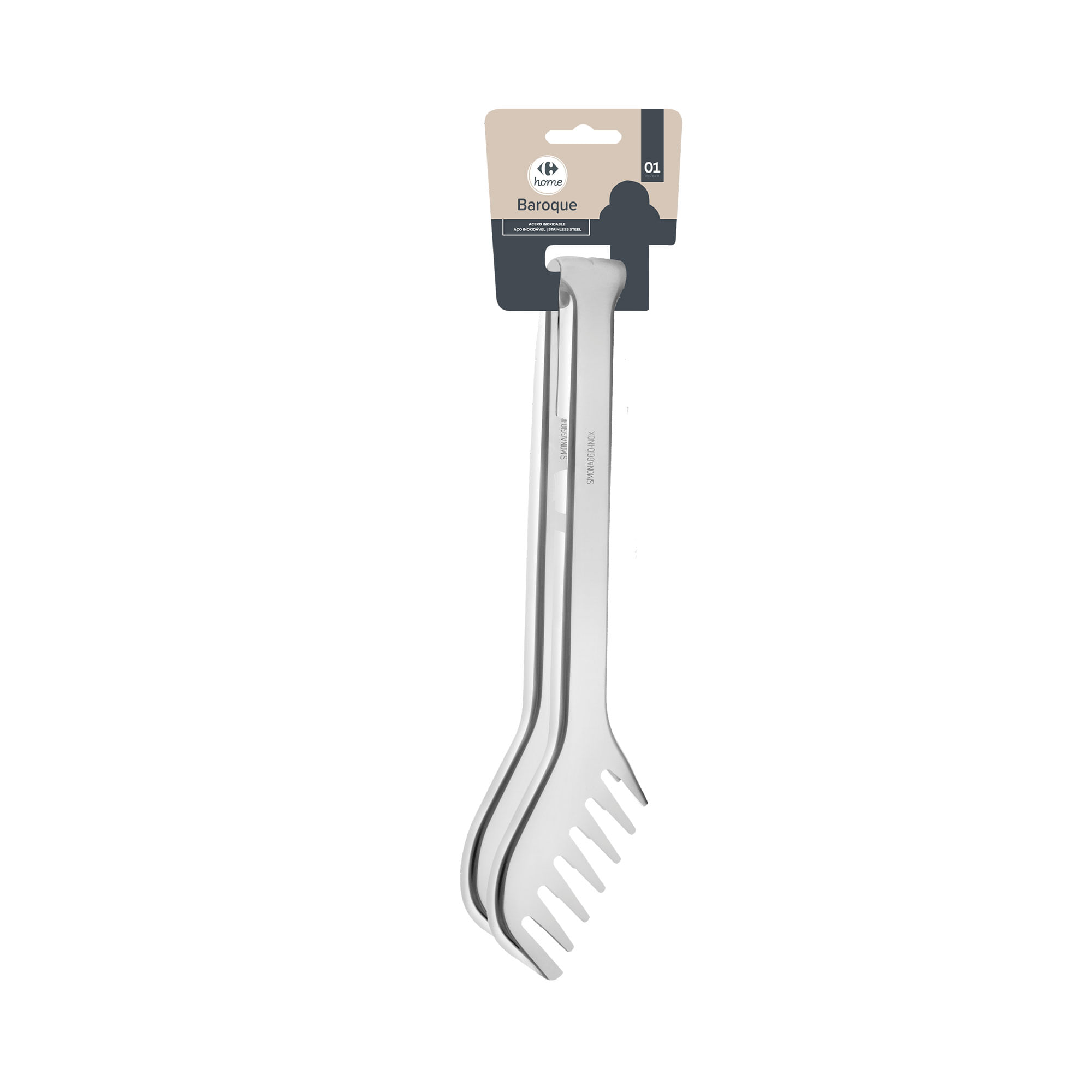 Pinza larga Carrefour Home para fideos acero inoxidable