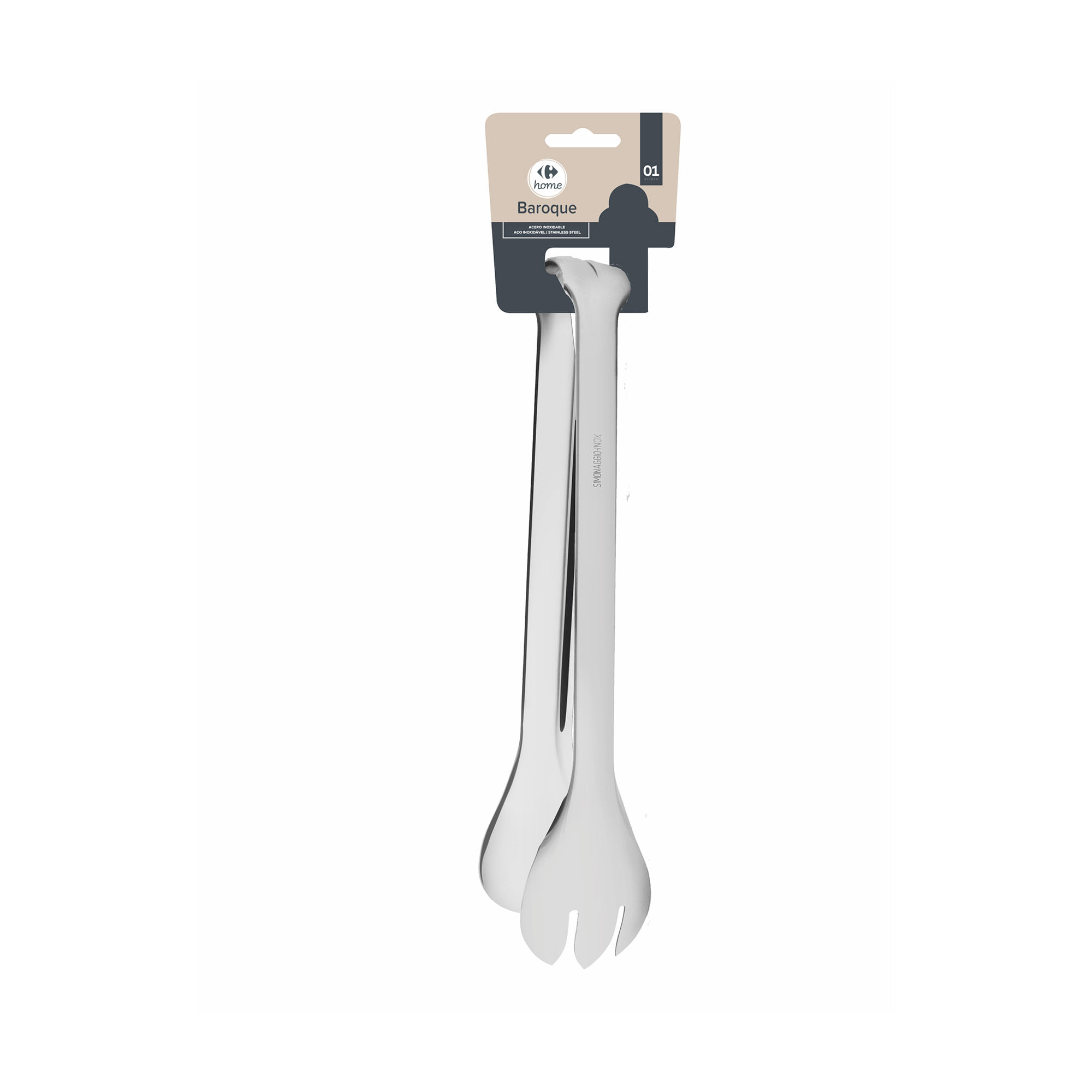 Pinza larga Carrefour Home para ensaladas acero inoxidable