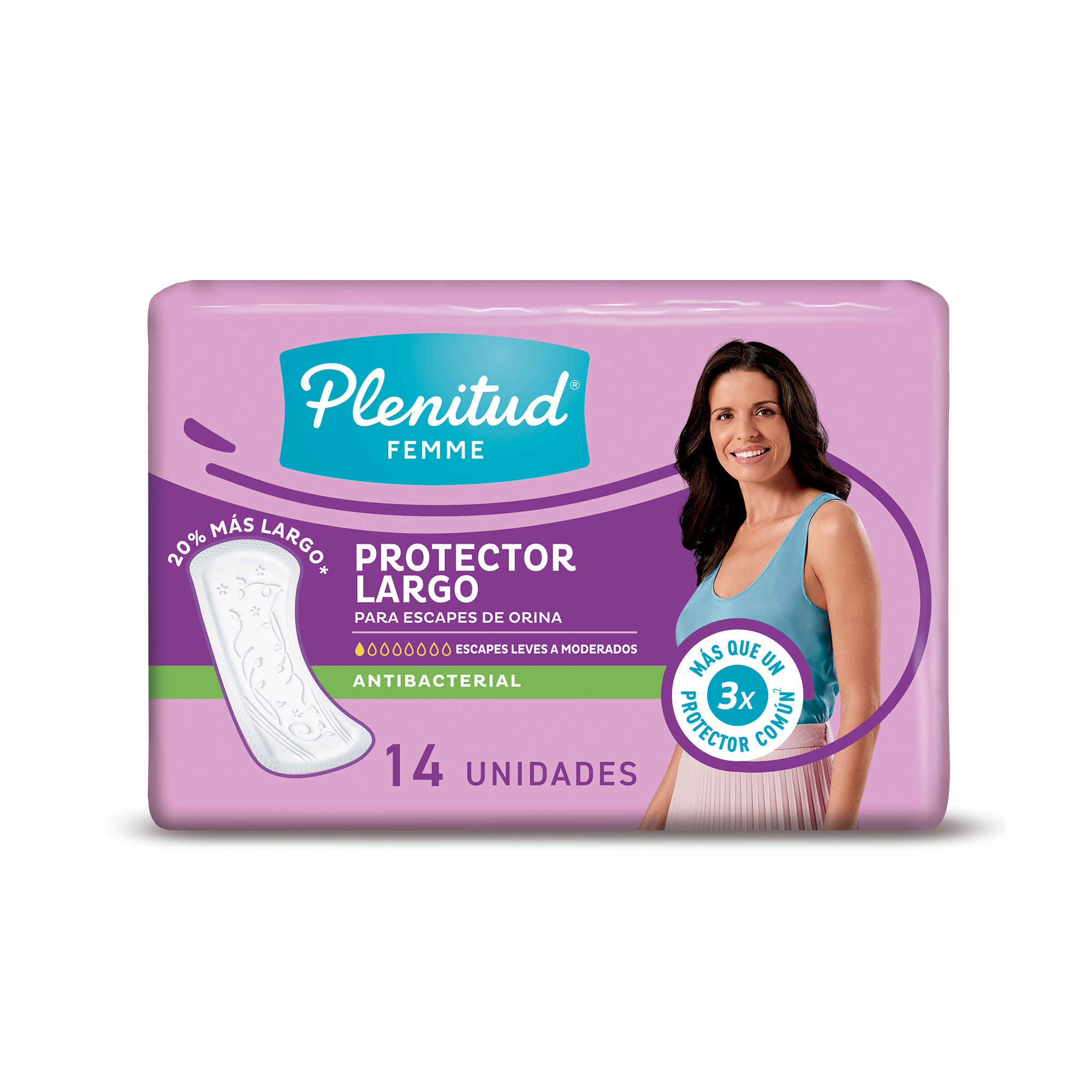 Protector leve Plenitud Femme antibacterial 14 uni
