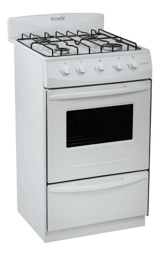 Cocina Escorial Candor Gas Natural 51 Cm Con Visor Blanca