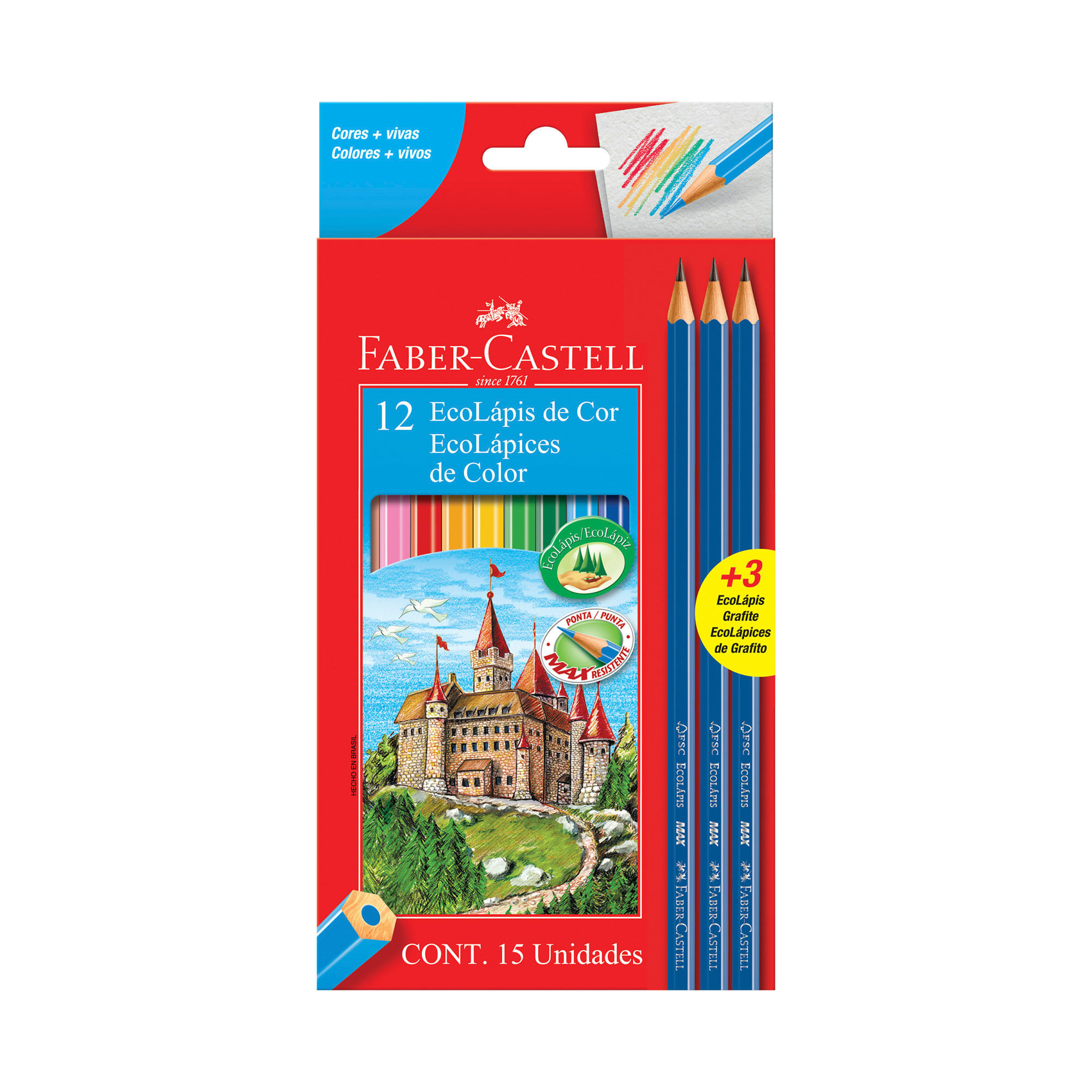 Lápices de colores Faber Castell 12 u.+ grafitos 3 u.