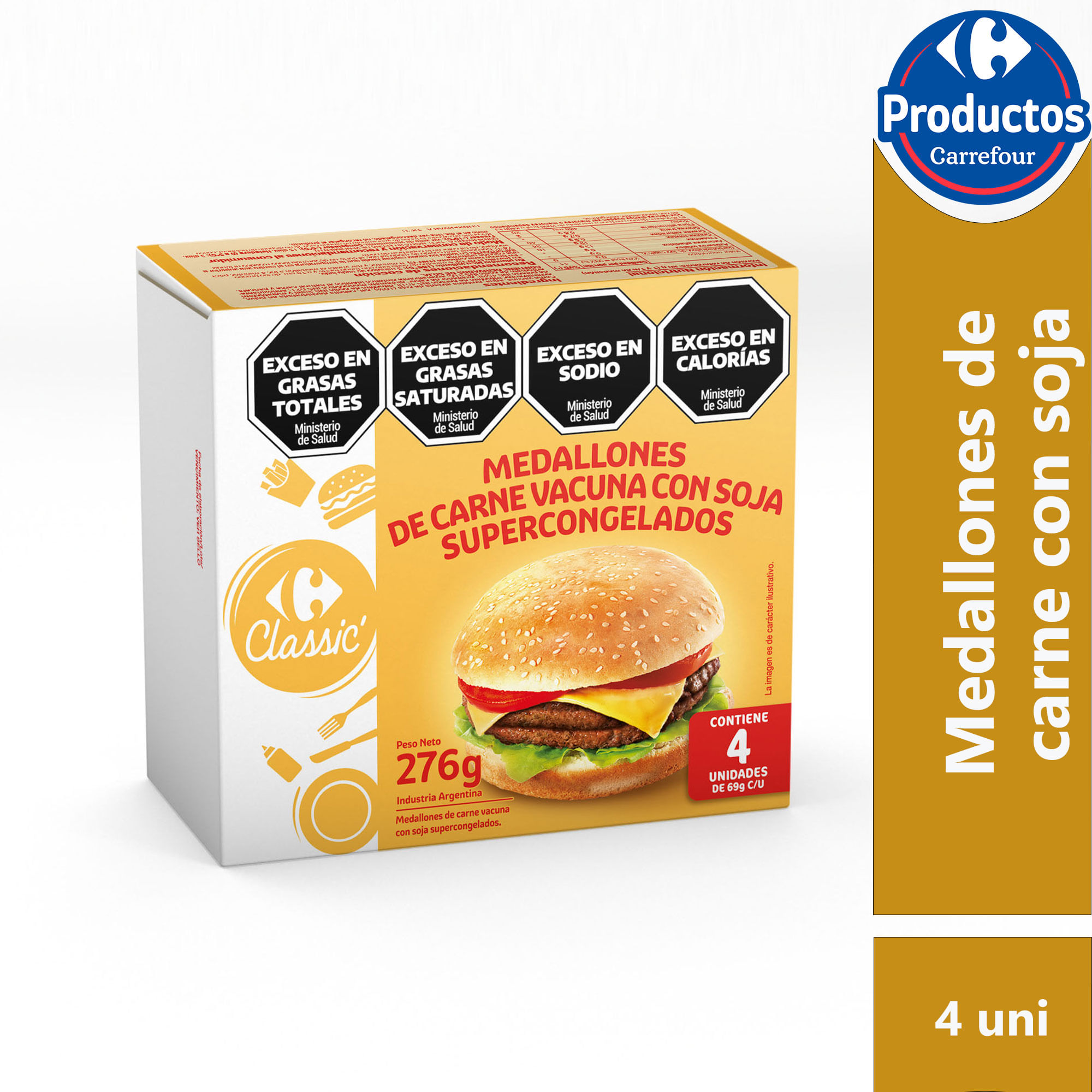 Medallon de carne supercongelado Carrefour Classic 4 uni