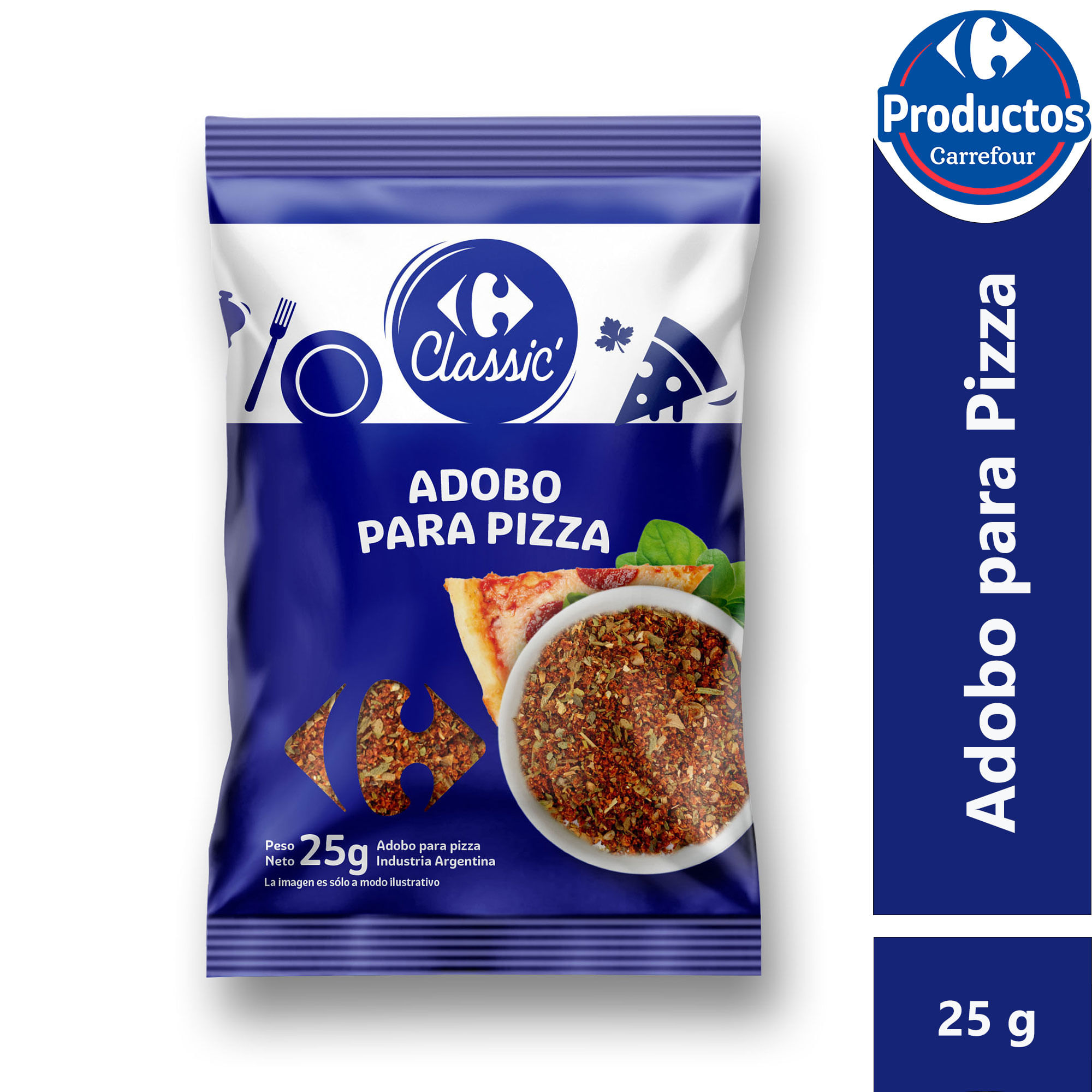 Adobo para pizza Carrefour Classic en sobre 25 g.