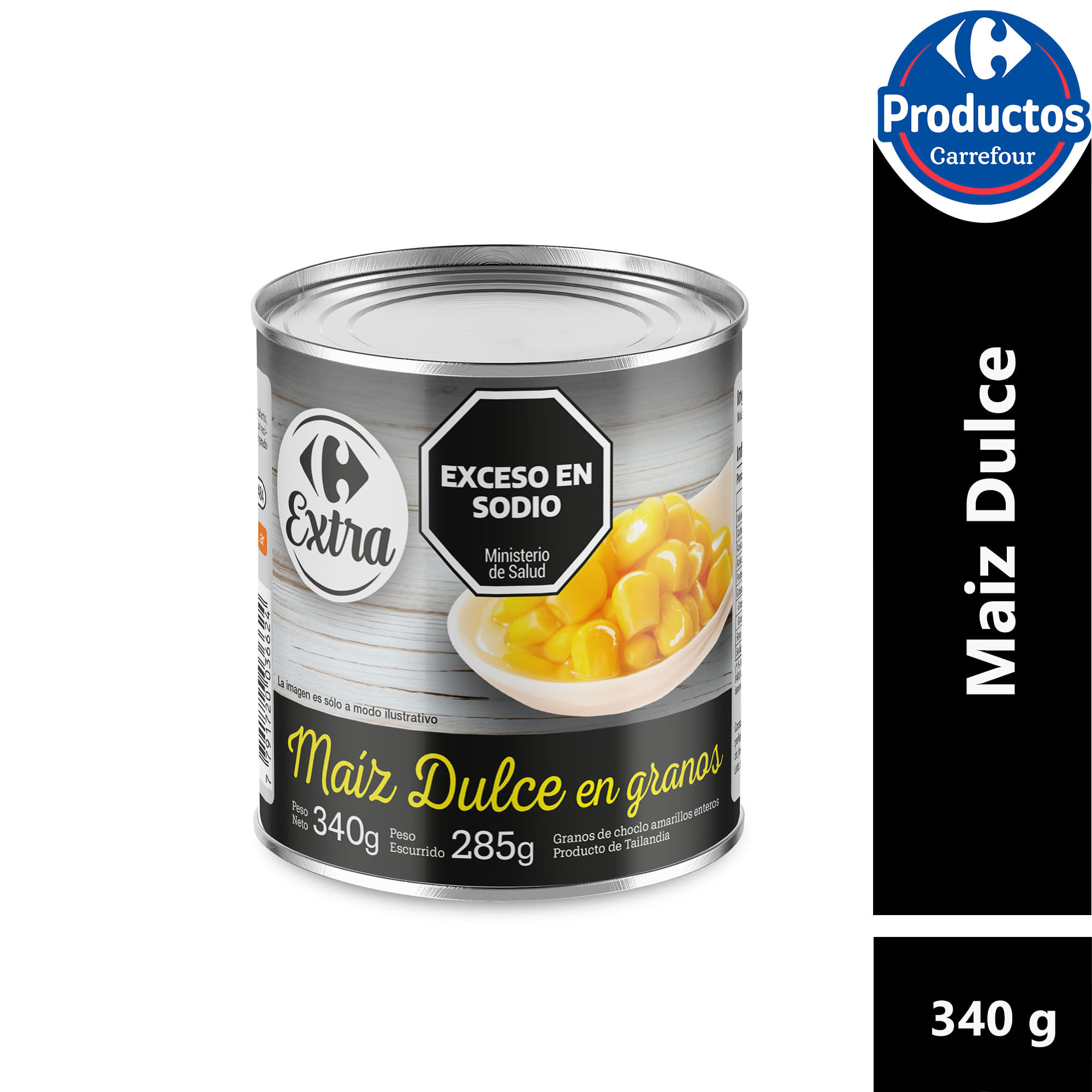 Maiz dulce en granos Carrefour Extra 340 g.