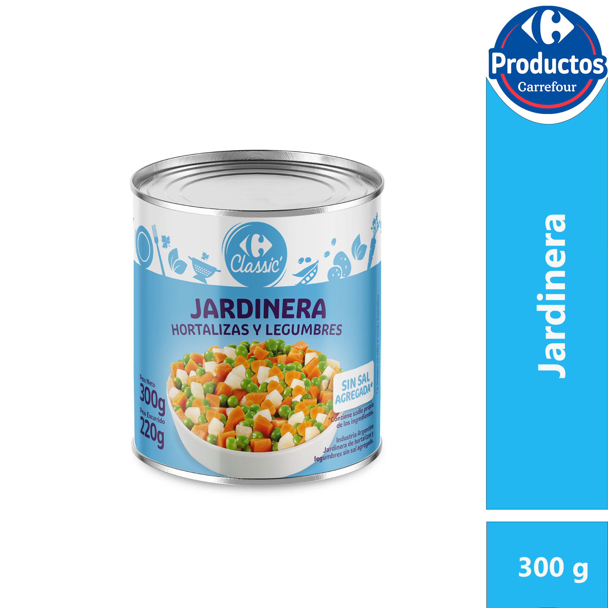 Jardinera sin sal Carrefour classic en lata 300 g.