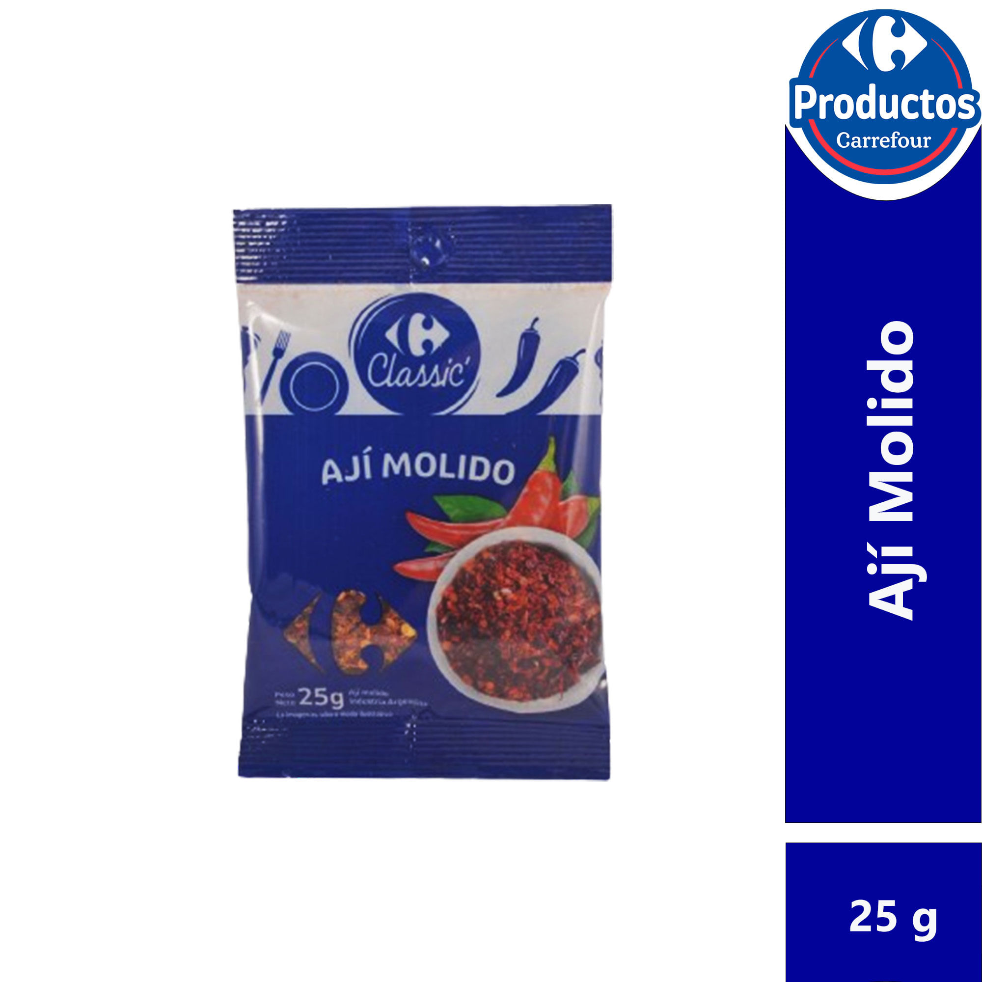 Ají molido Carrefour Classic en sobre 25 g.