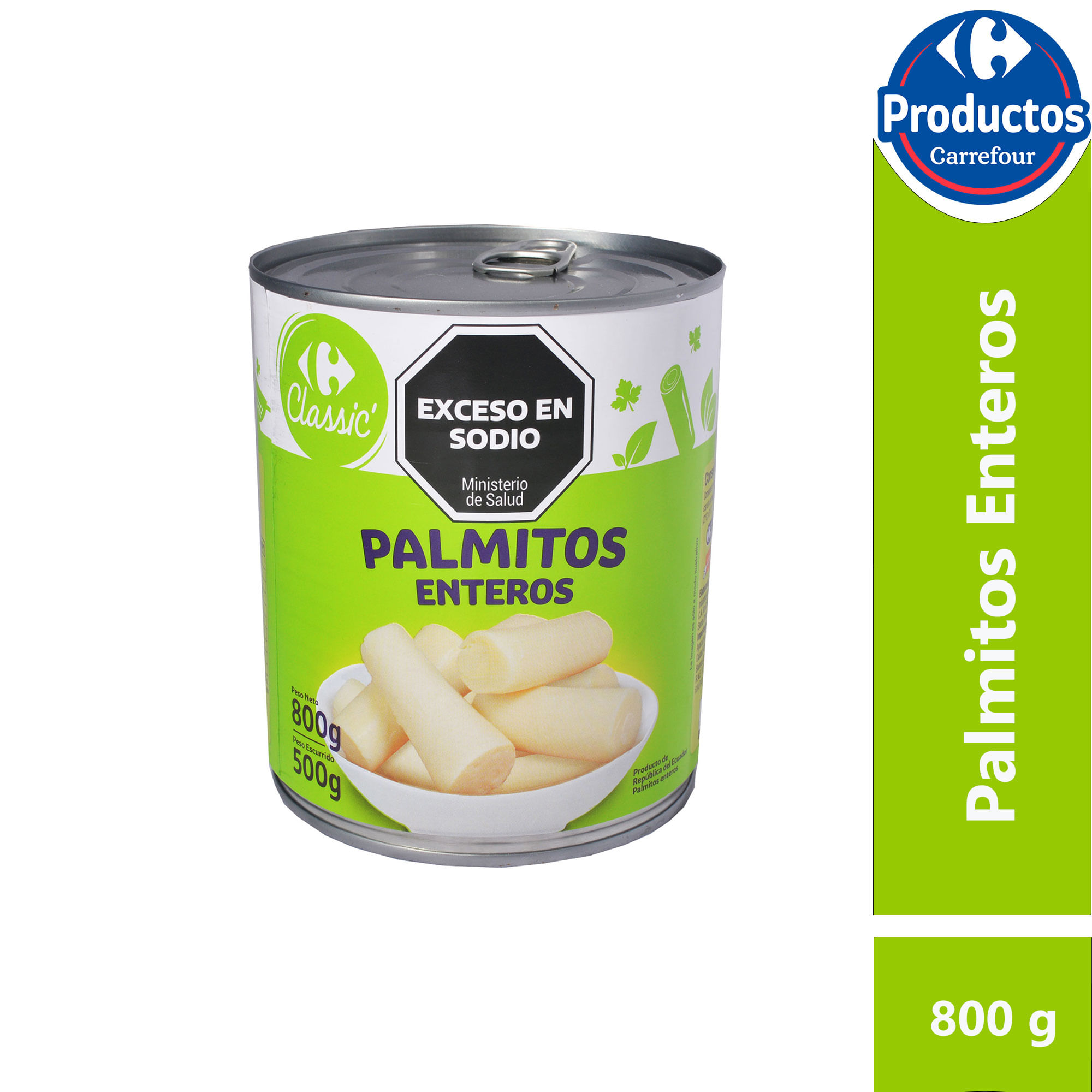 Palmitos enteros Carrefour 800 g.