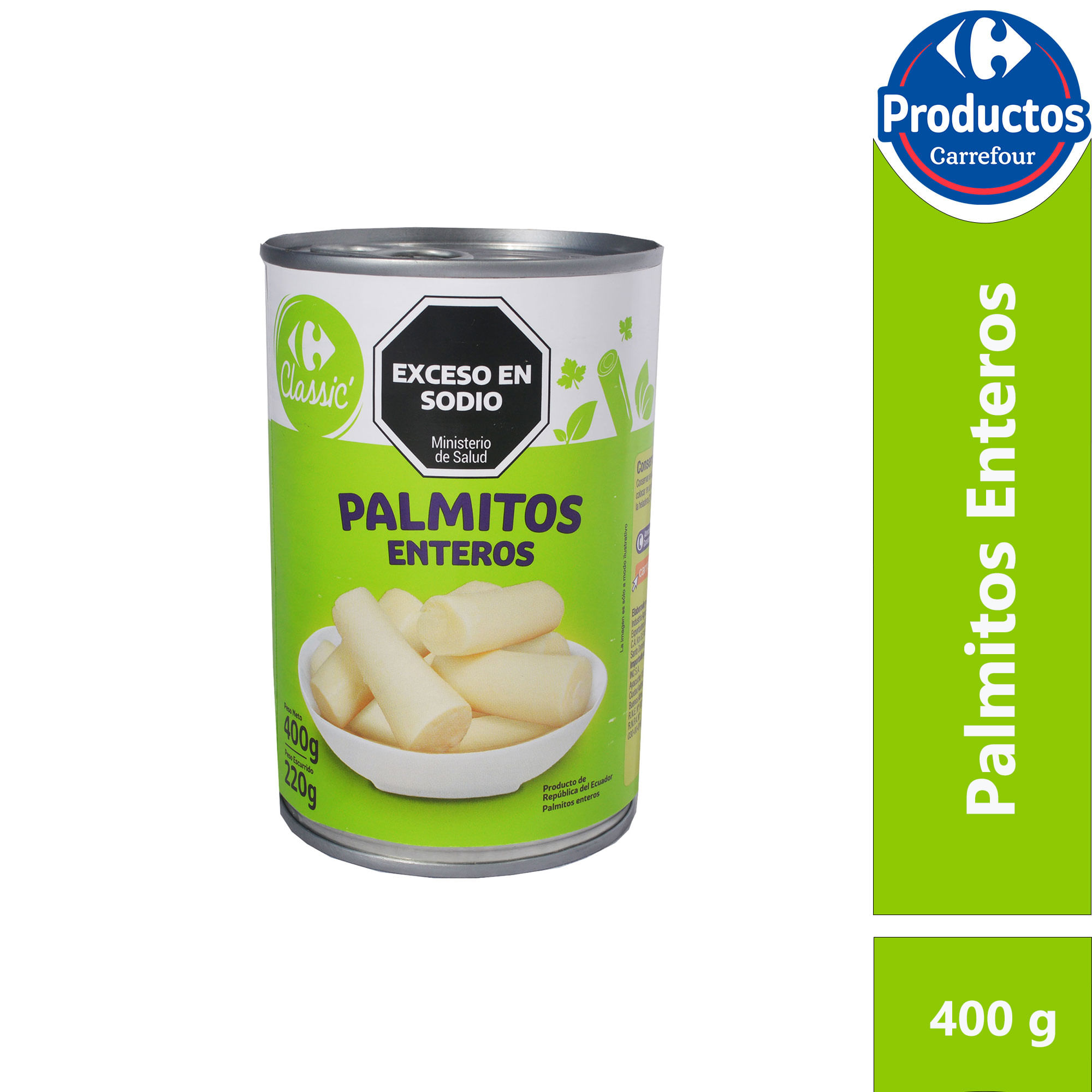Palmitos enteros Carrefour 400 g.