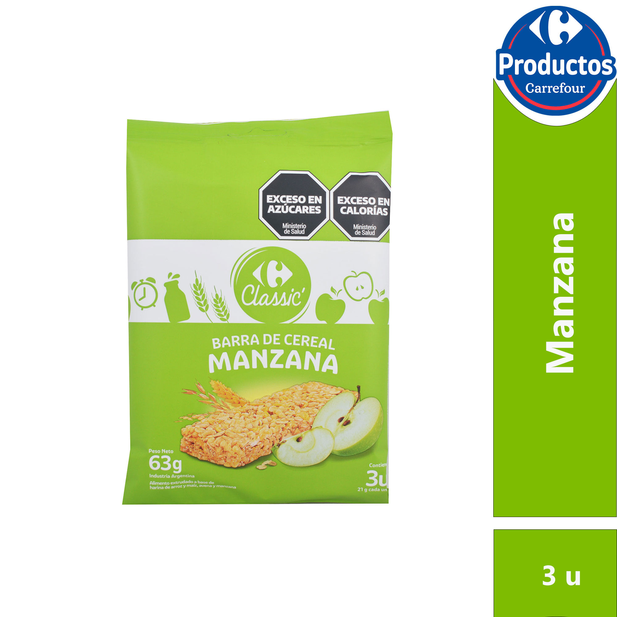 Barra de cereal Carrefour classic de manzana 3 uni