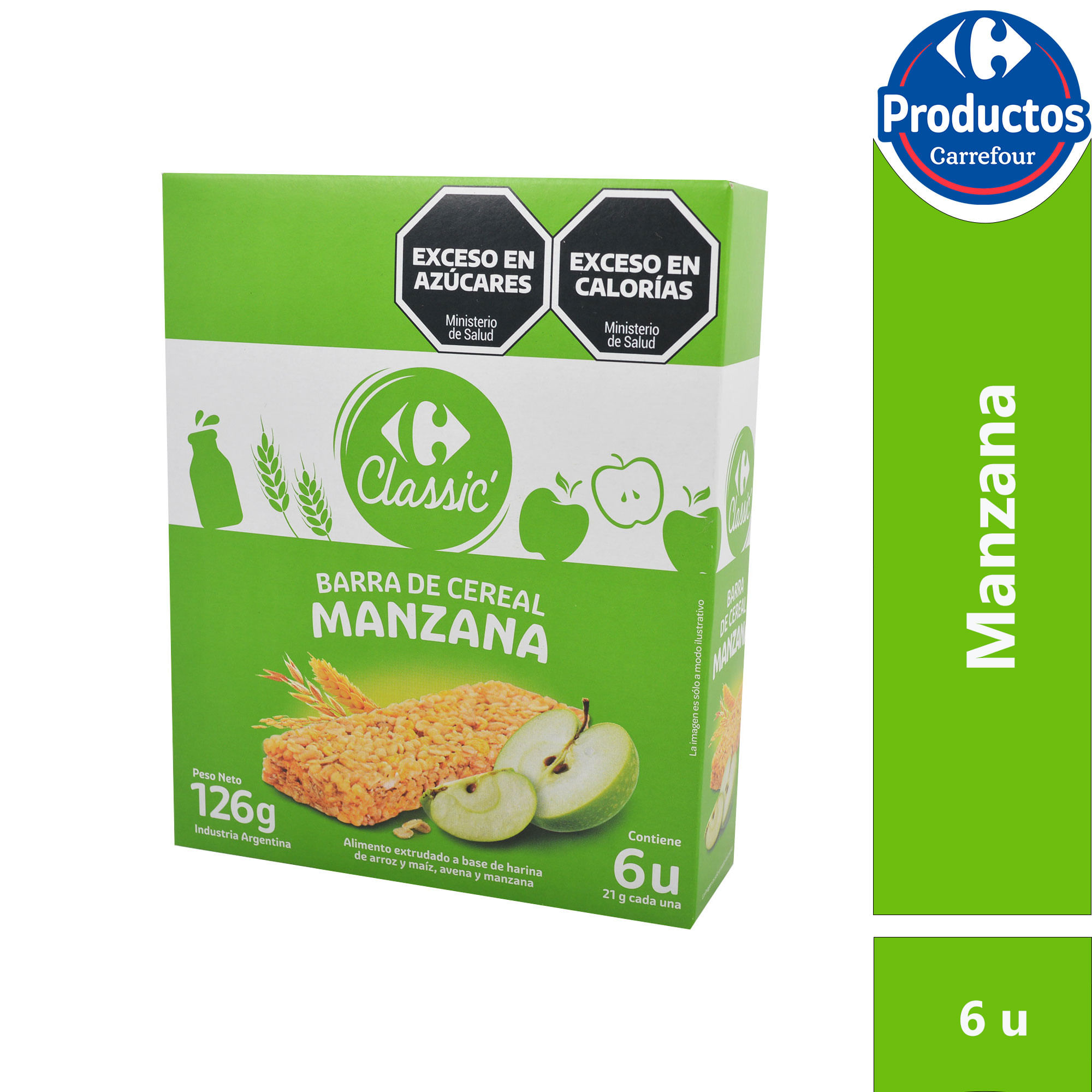 Barrita de cereal Carrefour manzana 6 u.