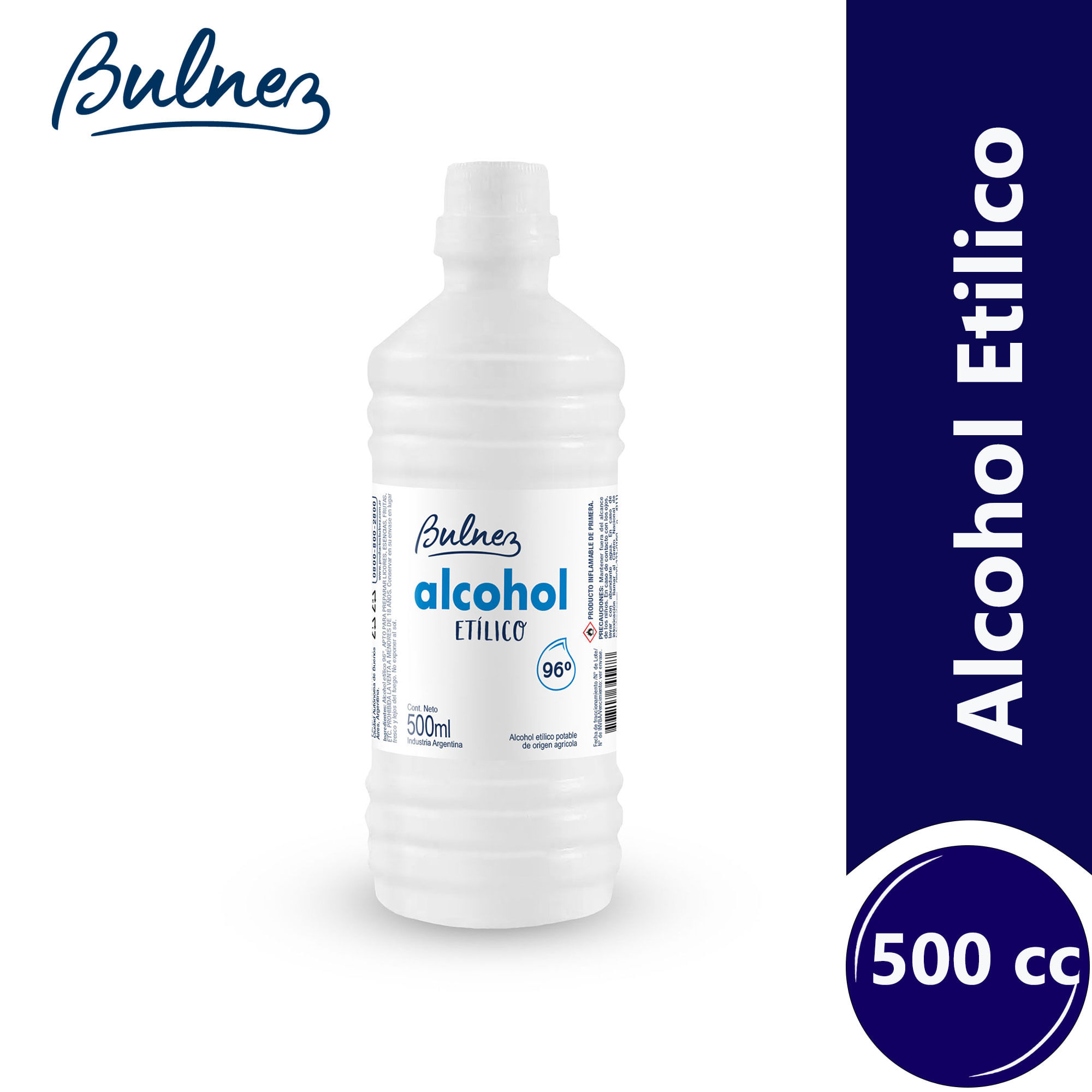 Alcohol etílico Bulnez en botella 500 ml