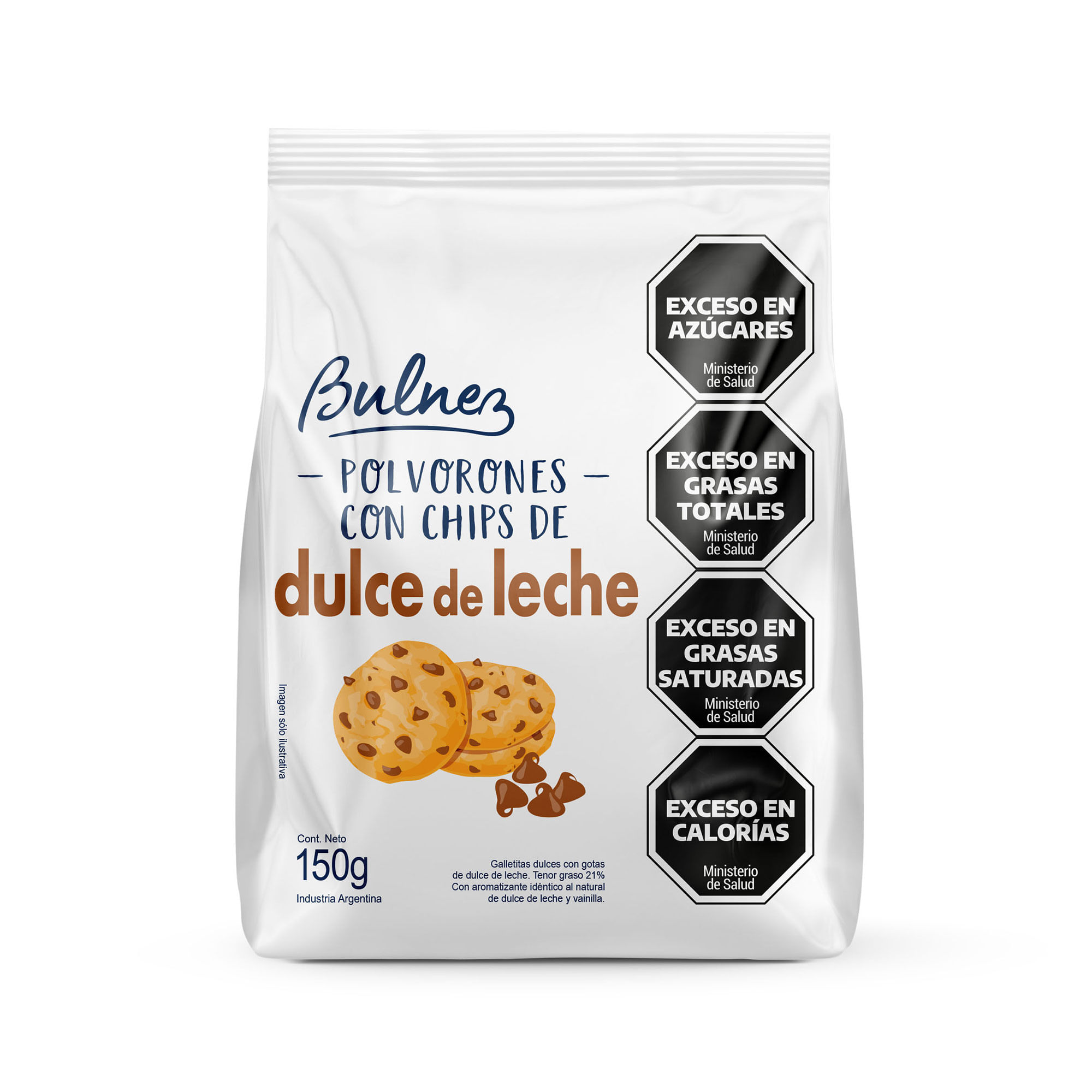 Polvorones Bulnez con chips de dulce de leche 150 g.