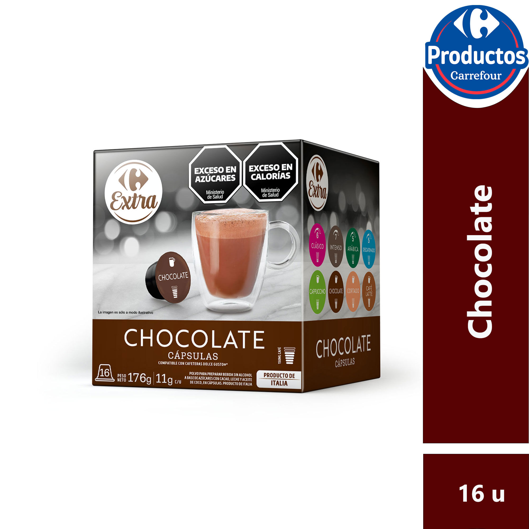 Cápsulas de chocolate Carrefour x 16 uni