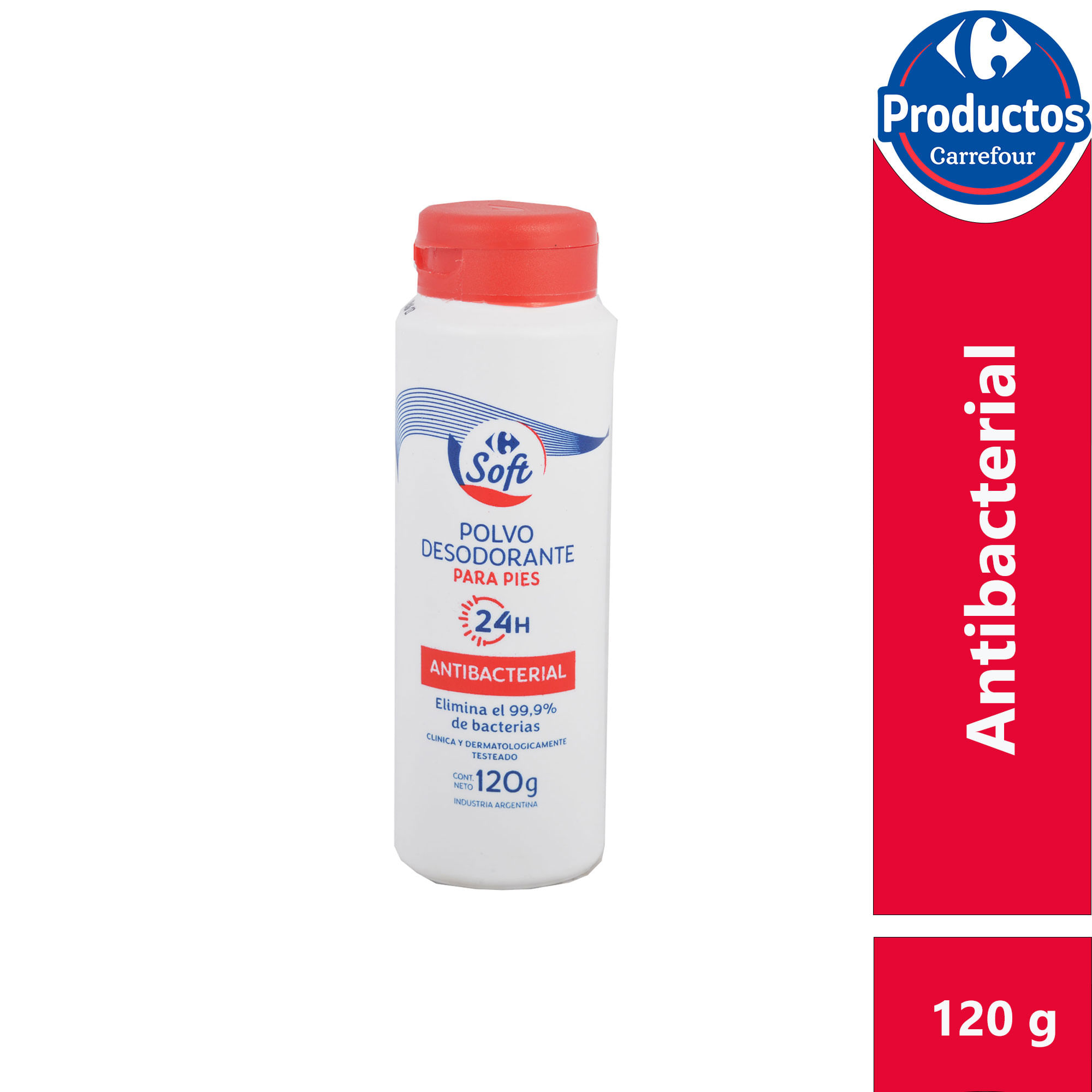 Polvo pédico antibac pies Carrefour Soft 120 g.