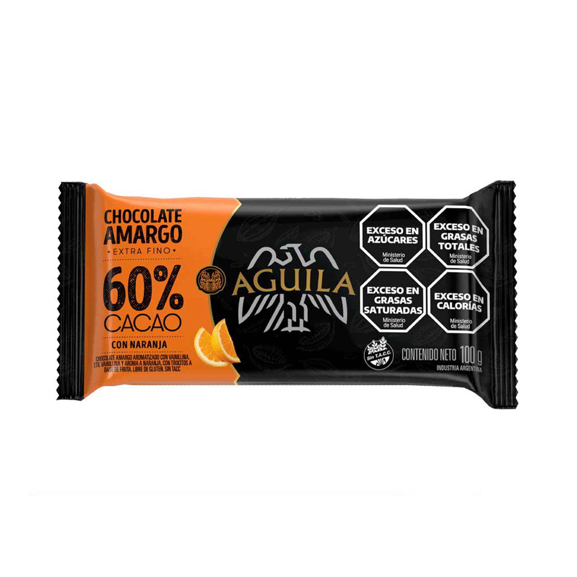 Tableta de chocolate amargo Aguila naranja 100 grs