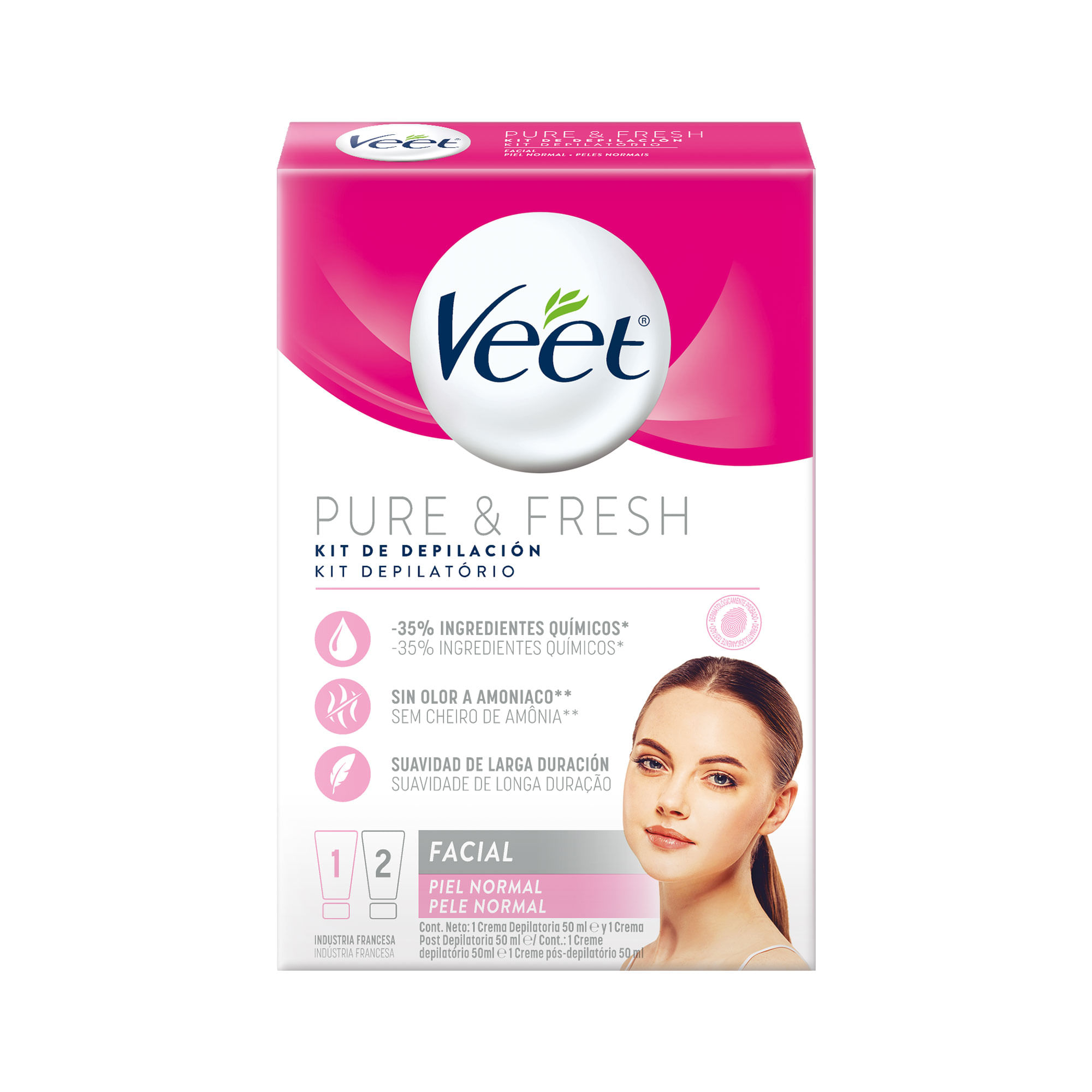Crema Depilatoria Facial Veet Kit X2 500 Cc.