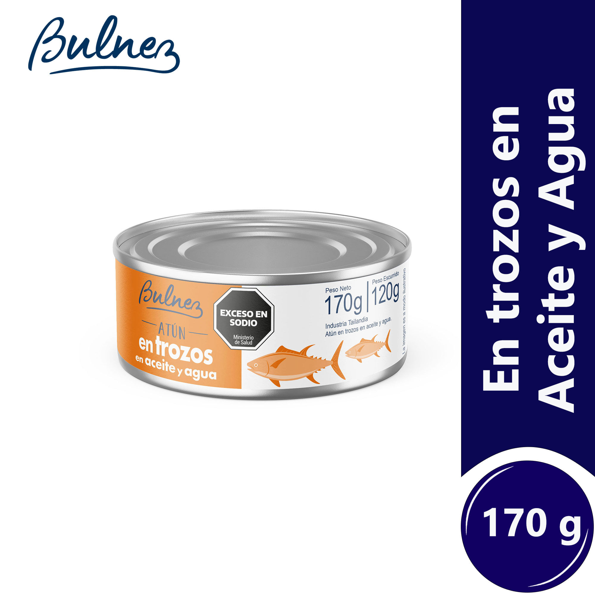Atún en trozos en aceite Bulnez en lata 170 g.
