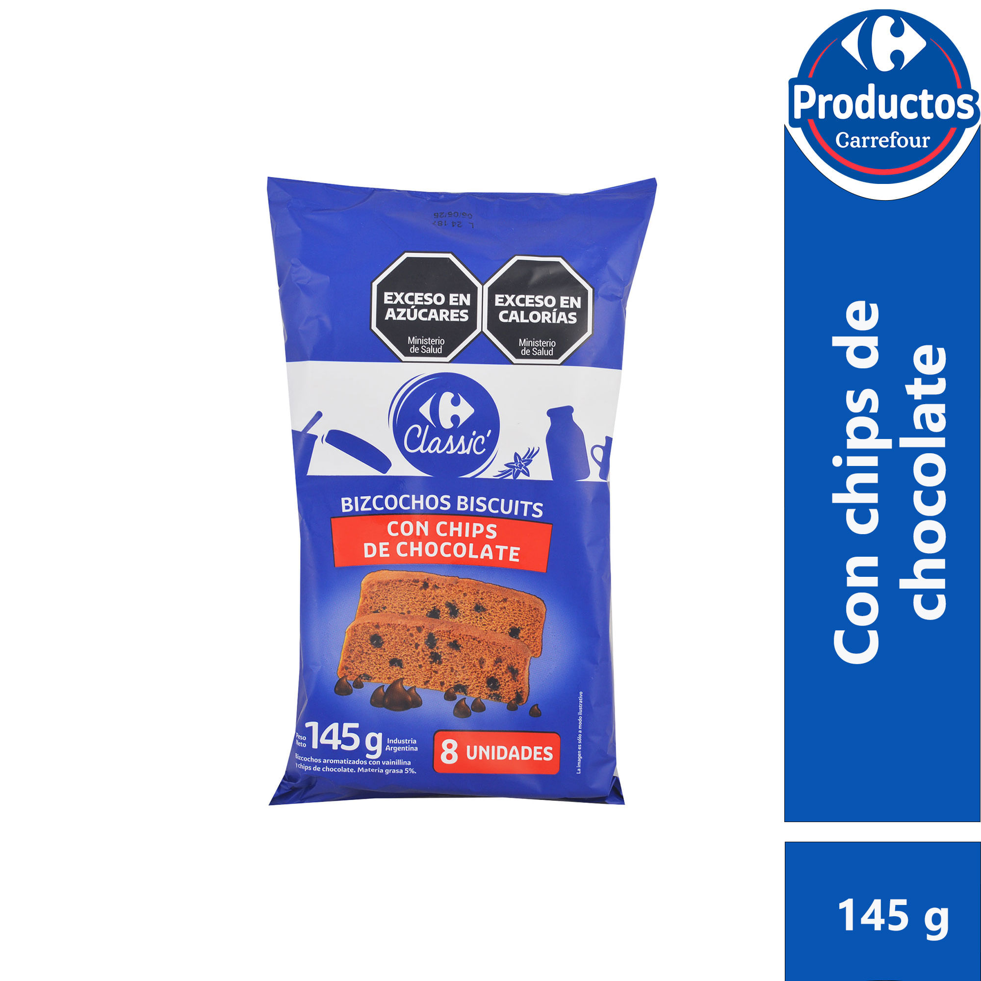 Bizcochos biscuits chips Carrefour Classic 145 g.
