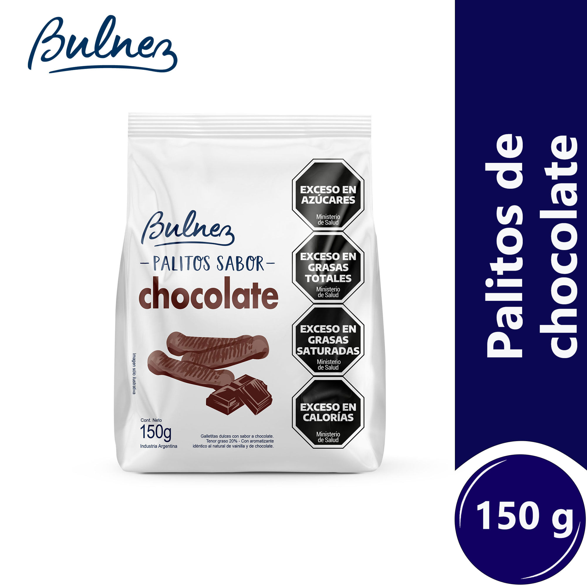 Palitos dulces Bulnez sabor chocolate 150 g.