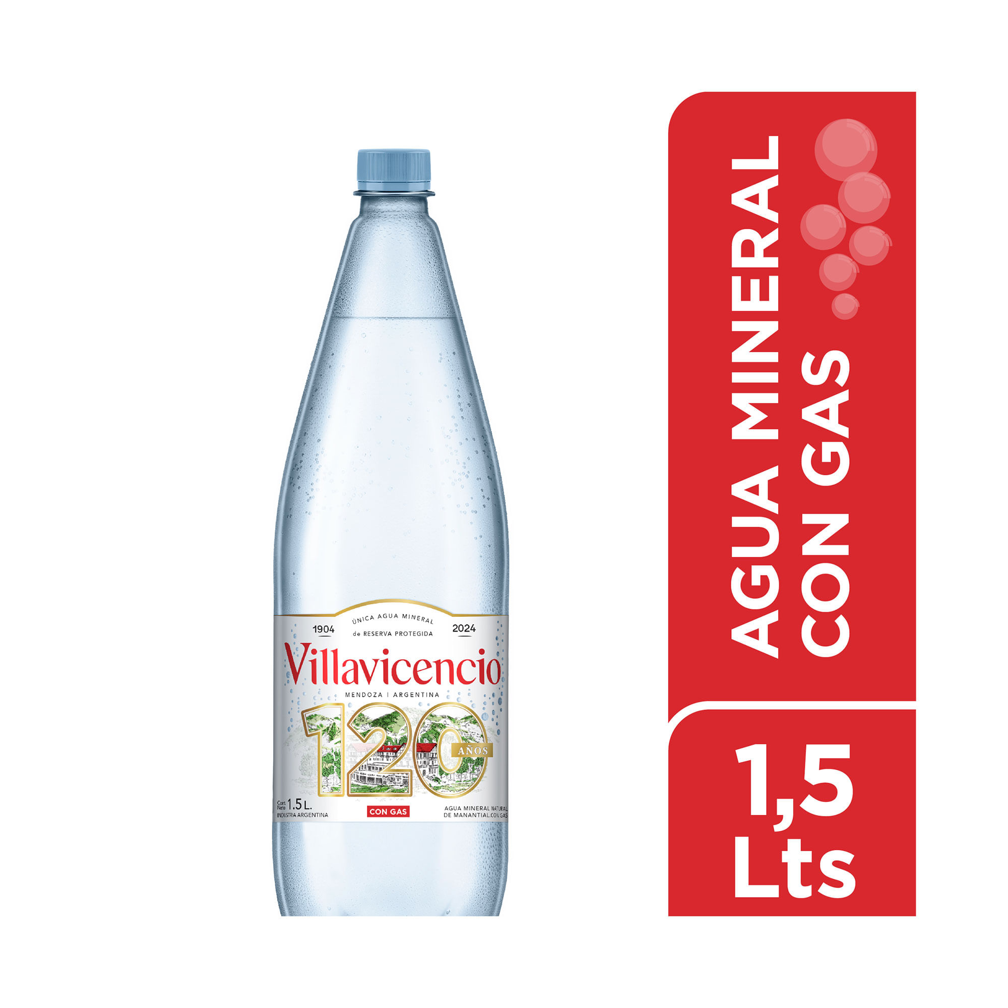 Agua mineral con gas Villavicencio 1,5 lts