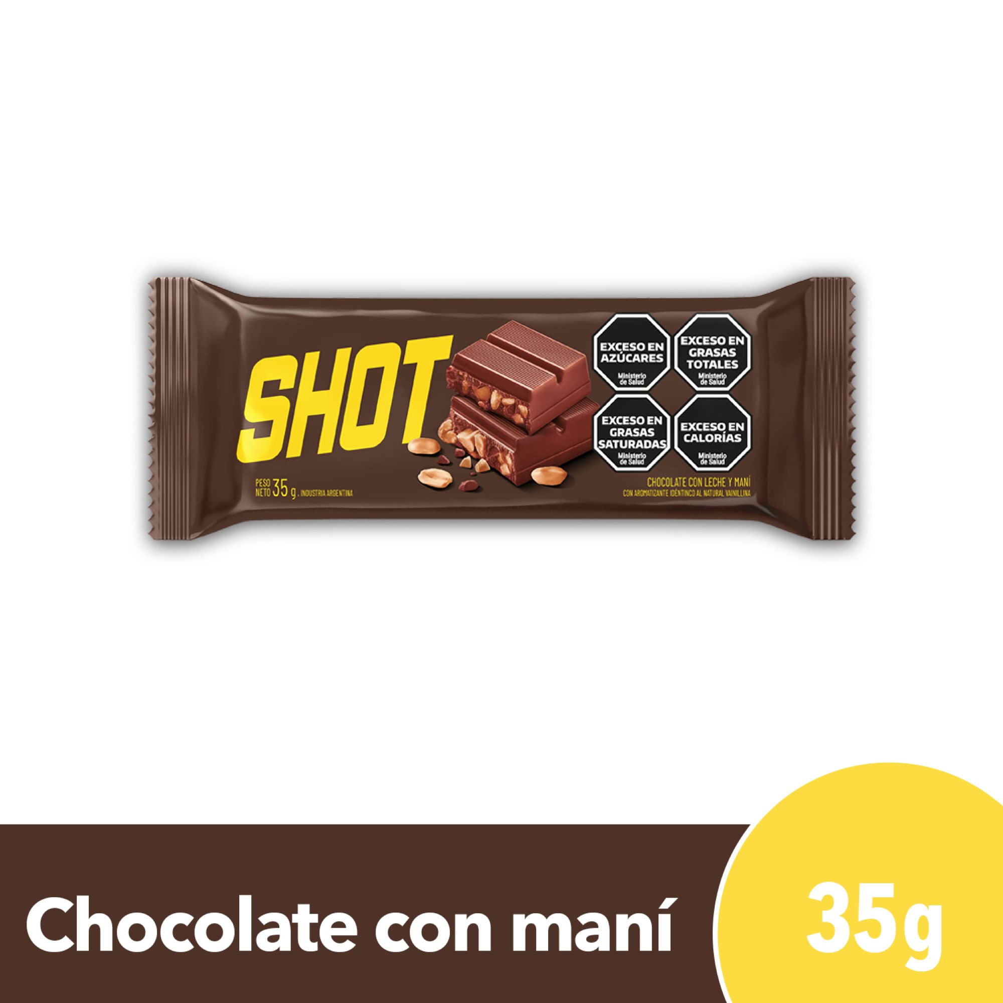 Tableta De Chocolate Shot Con Maní 35 G