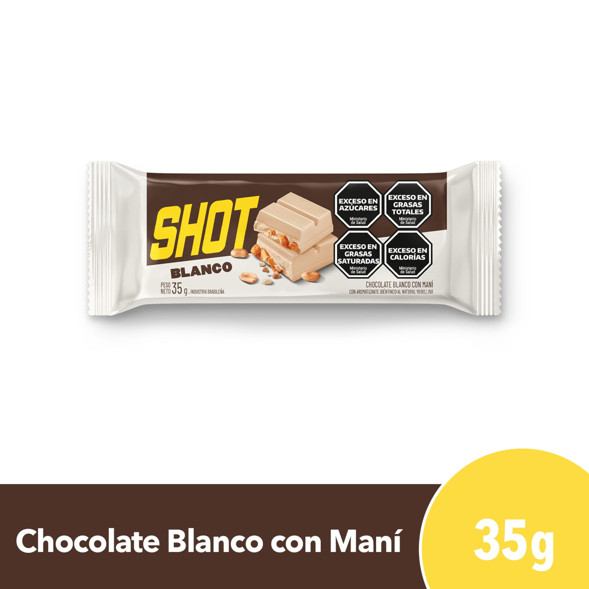 Chocolate Shot Blanco Con Maní 35 G