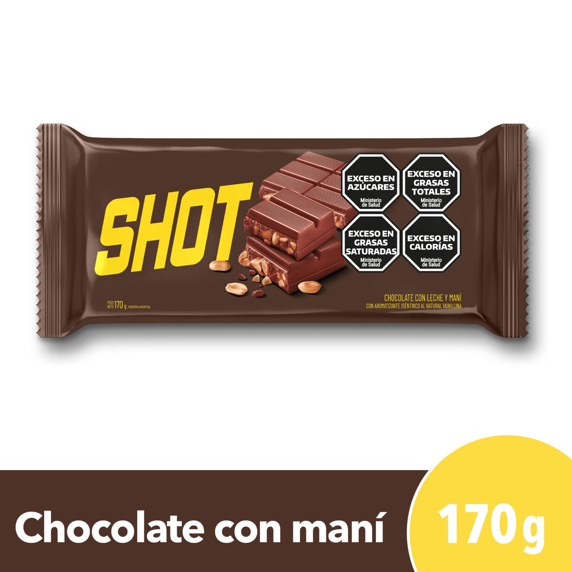 Tableta De Chocolate Shot Con Maní 170 G