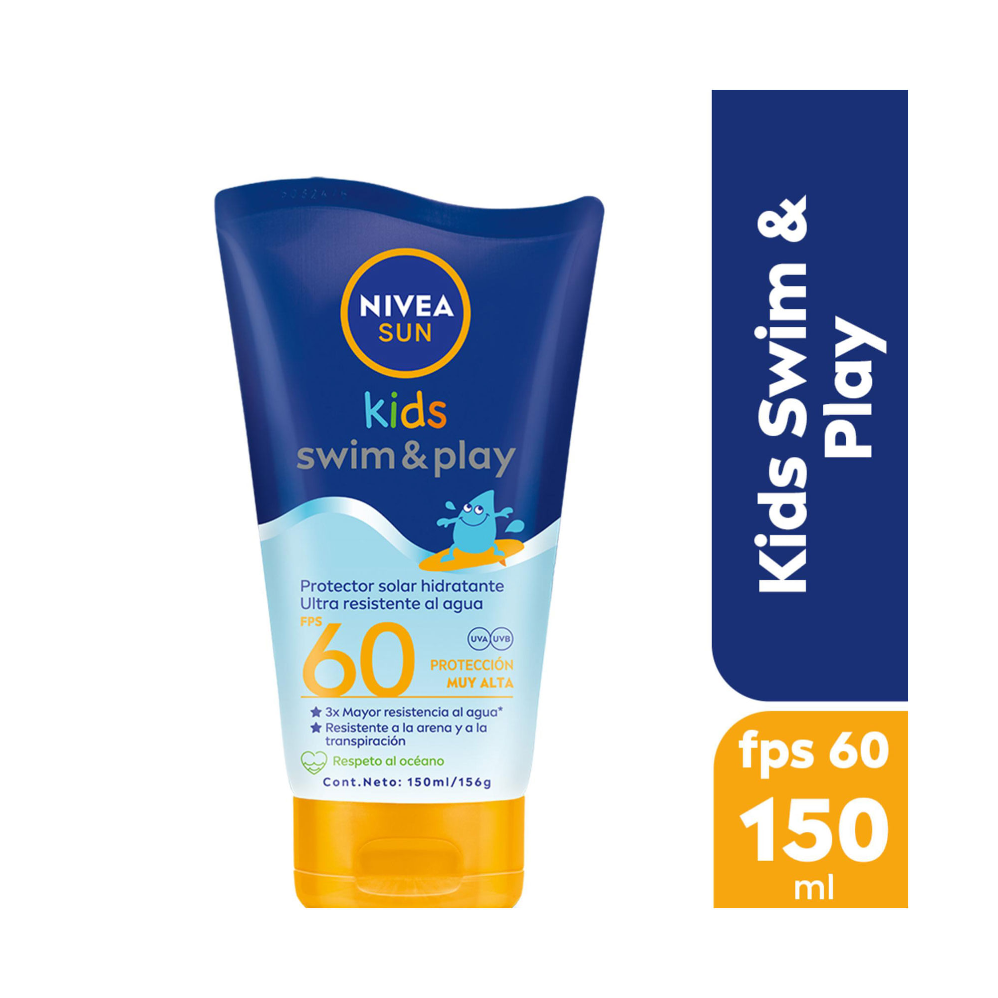 Protector Solar Nivea Swim & Play Kids Fps 60 Ultra Resistente Al Agua 150 Ml