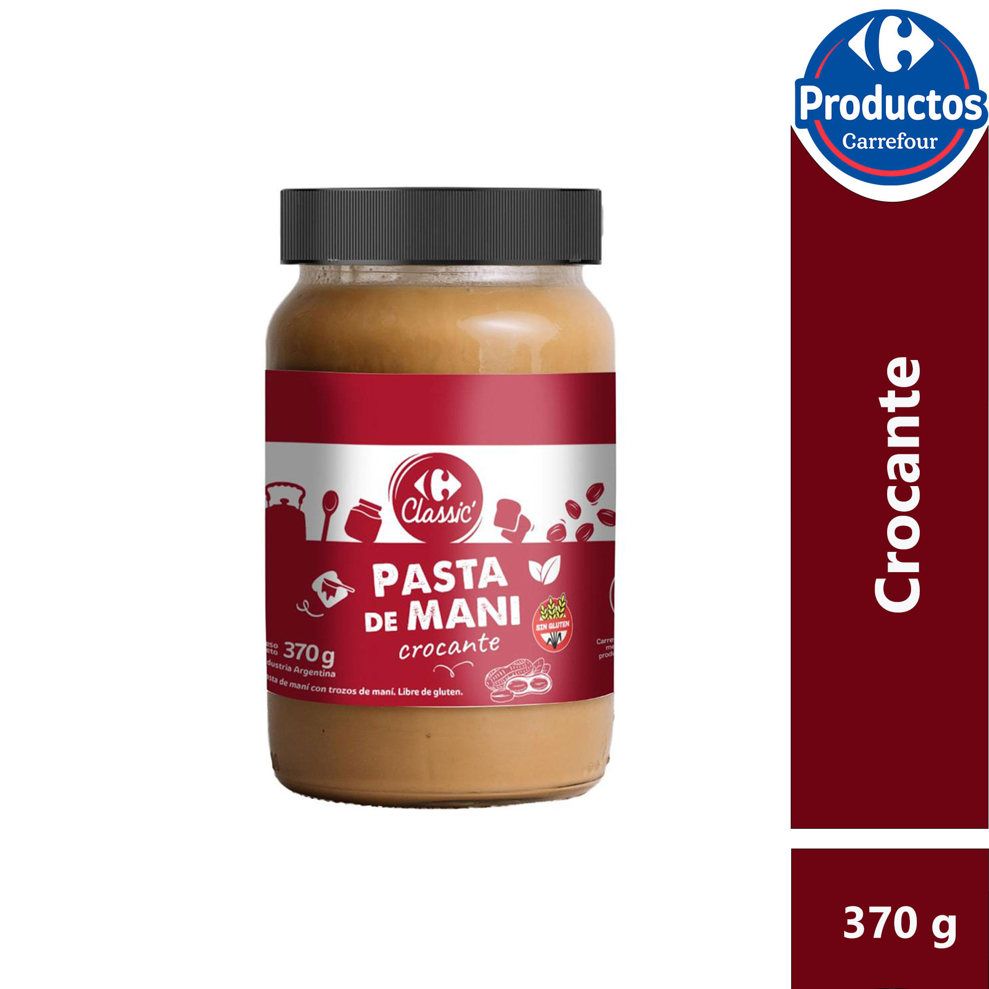 Pasta de maní crocante Carrefour Classic 370 g.
