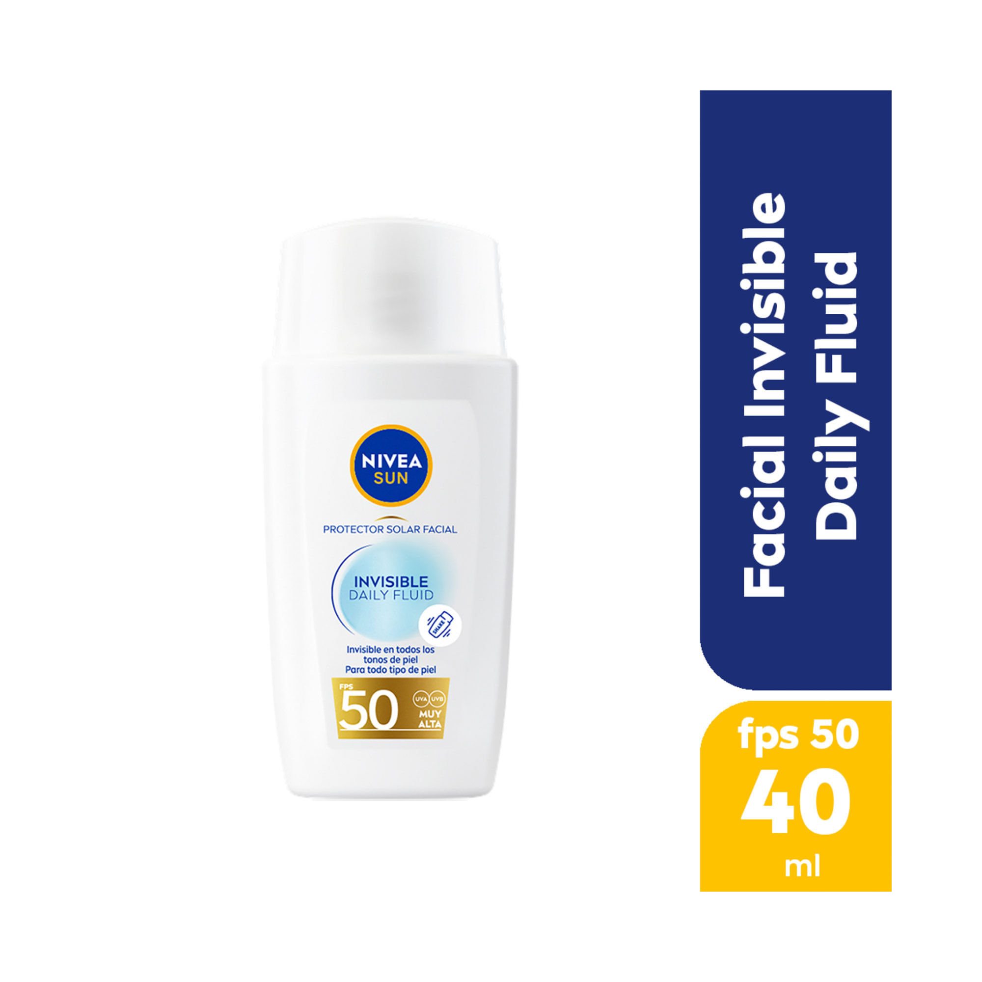 Protector Solar Facial Nivea Sun Invisible Daily Fluid Para Todo Tipo De Piel X 50 Ml