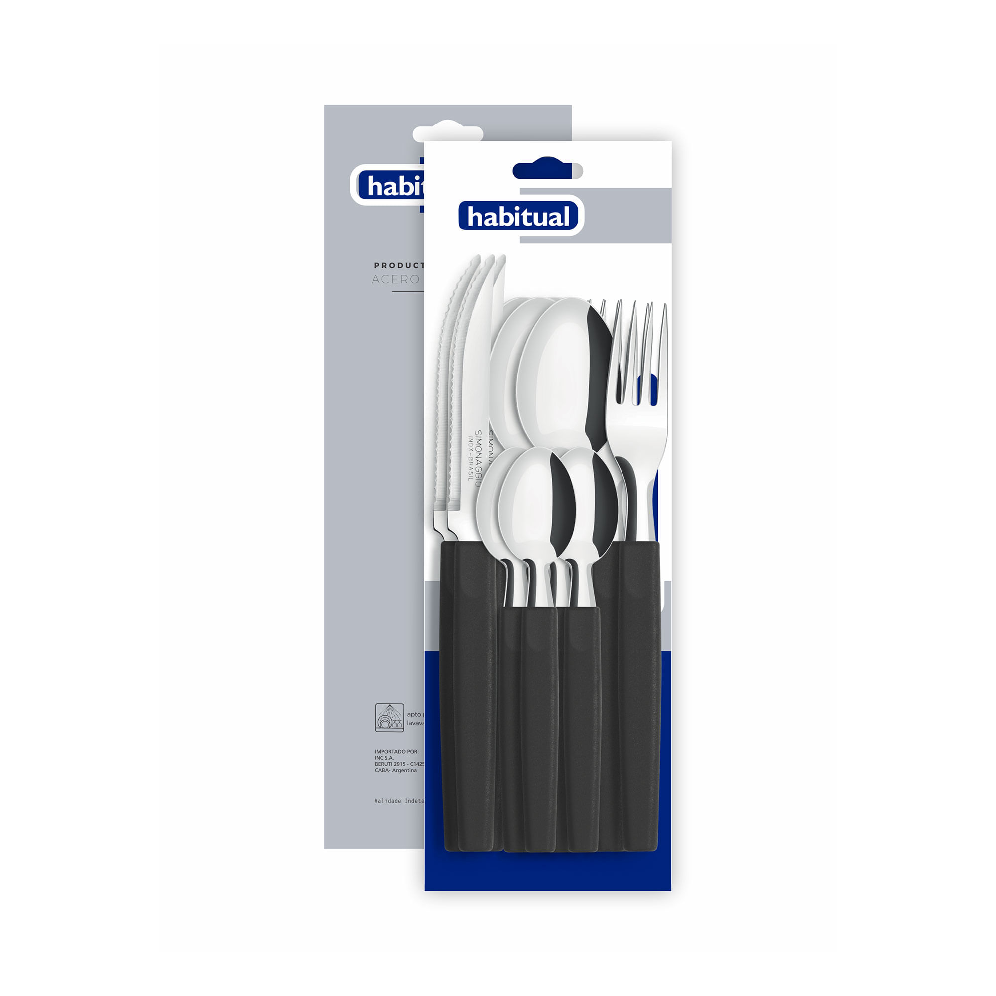 Set De Cubiertos Simonaggio Belize 16 Unidades Negro