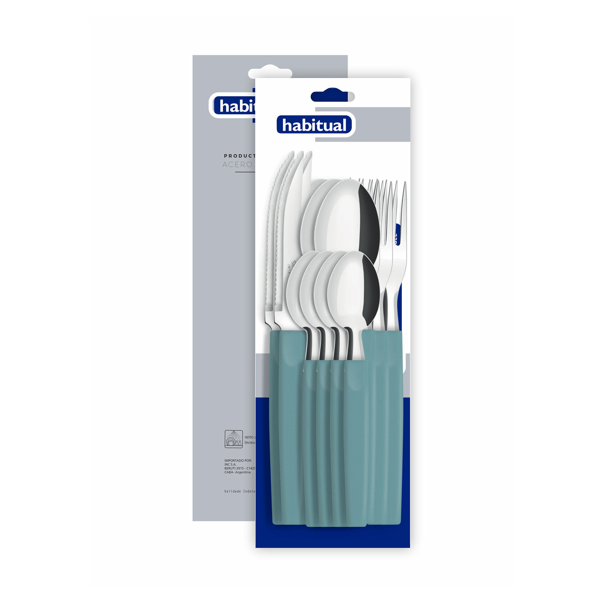 Set de cubiertos Carrefour acero con mango polipropileno x 16 piezas