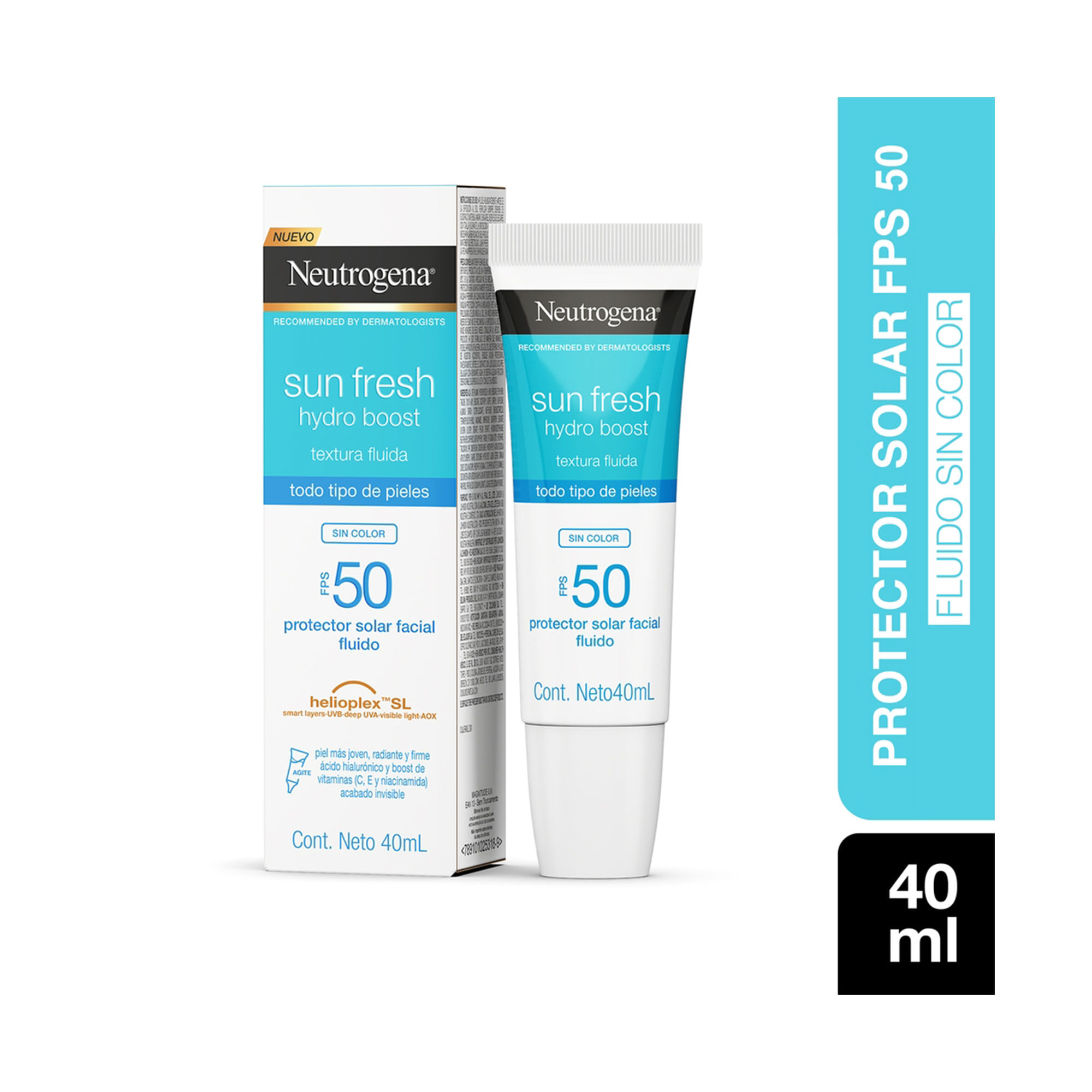 Protector solar Neutrogena hydro boost sin color FPS 50 40 ml