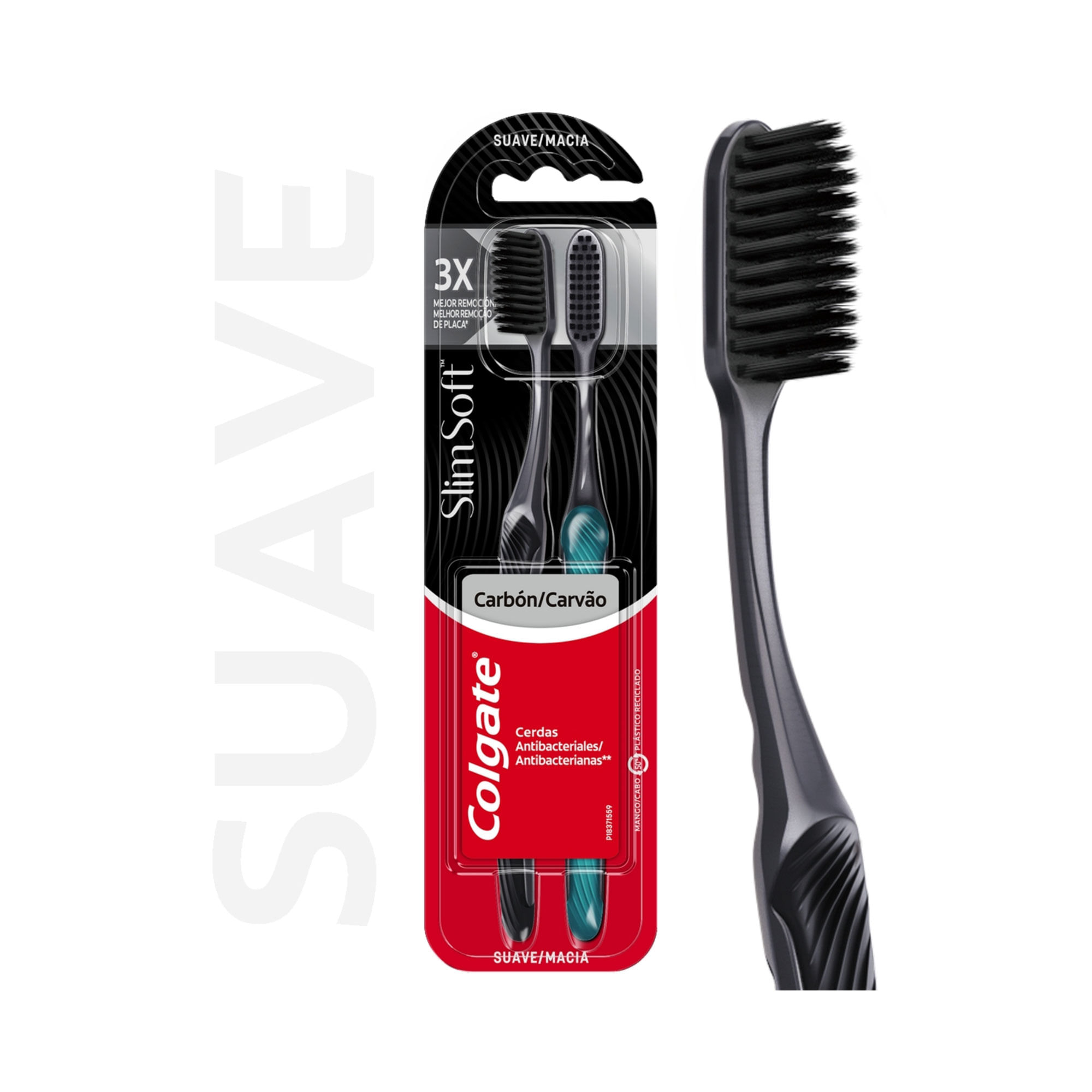 Cepillo de dientes Colgate slim soft black 2 uni