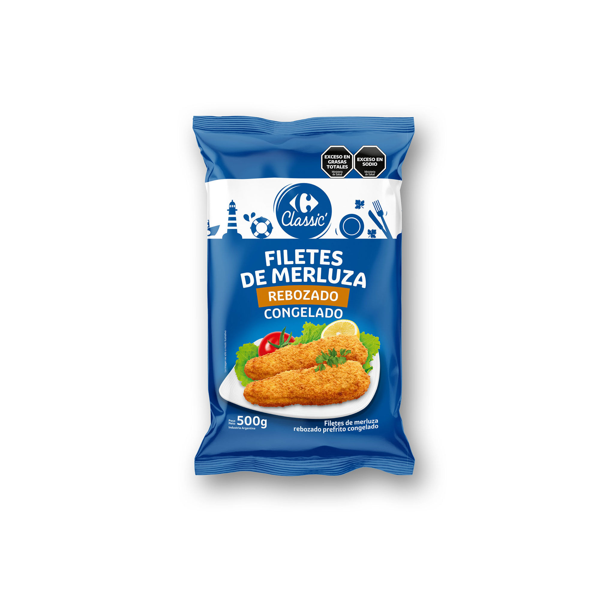 Filetes de merluza rebozado Carrefour Classic congelados 500 g.