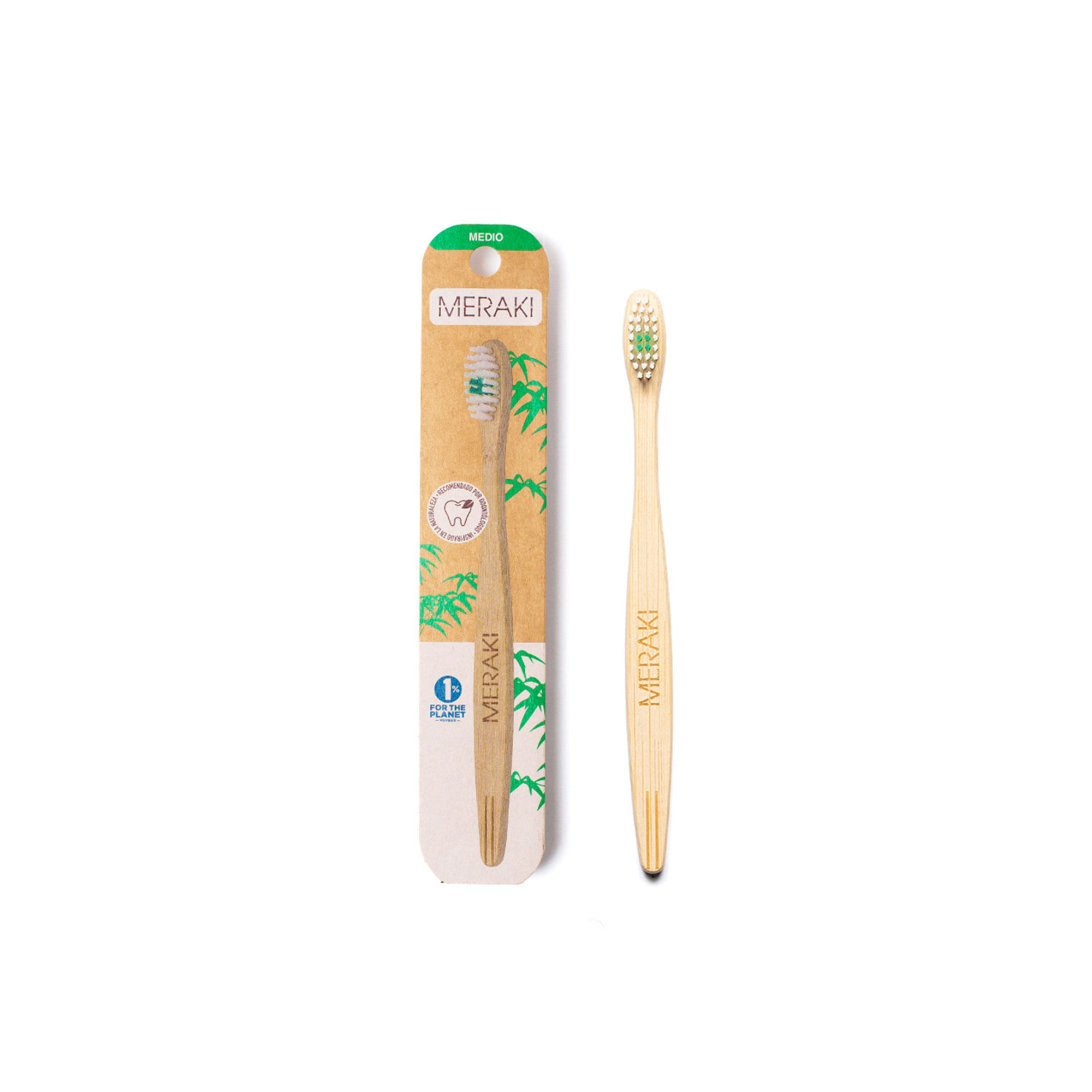 Cepillo dental Meraki de bambú medio 1 uni
