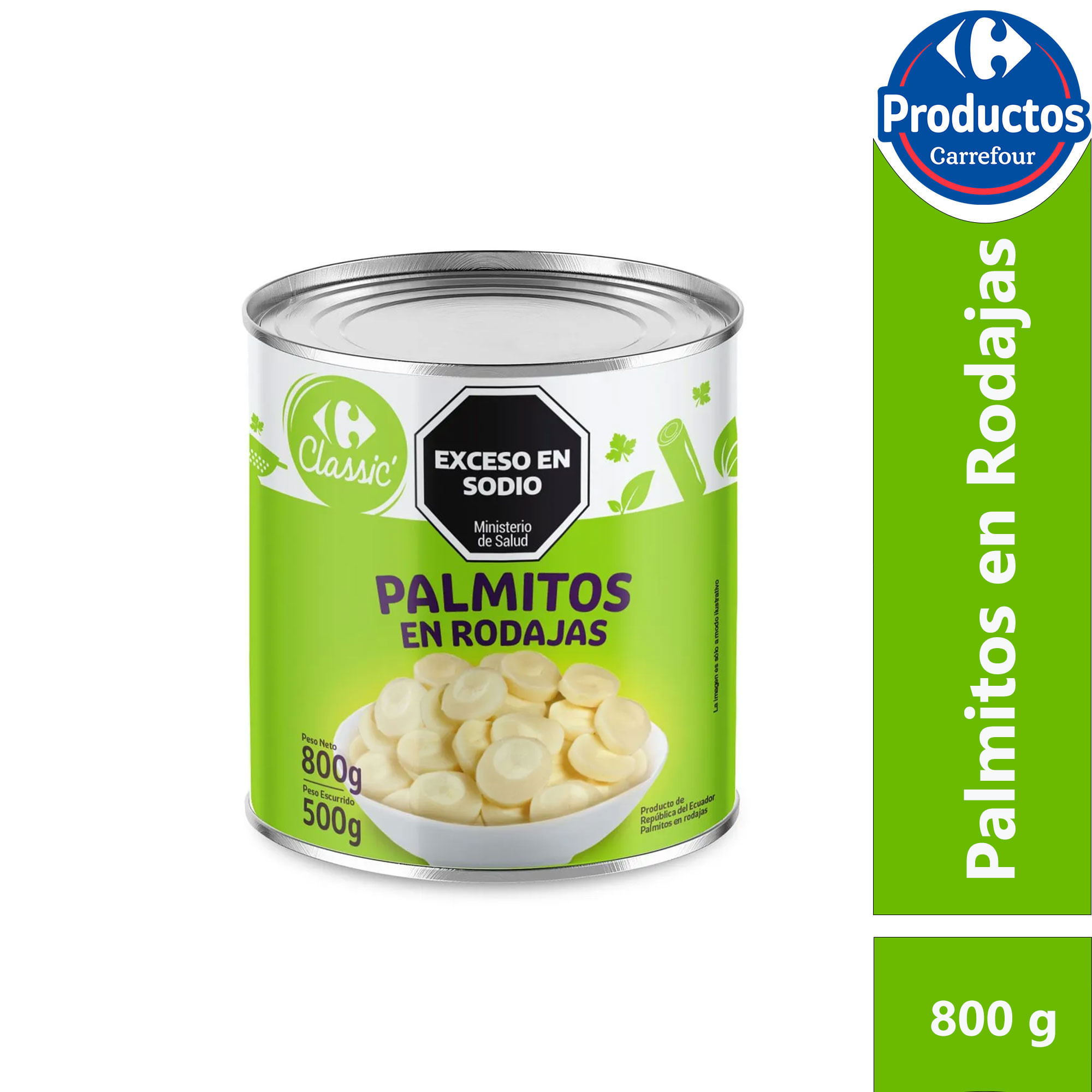 Palmitos en rodajas Carrefour Classic  800 g.