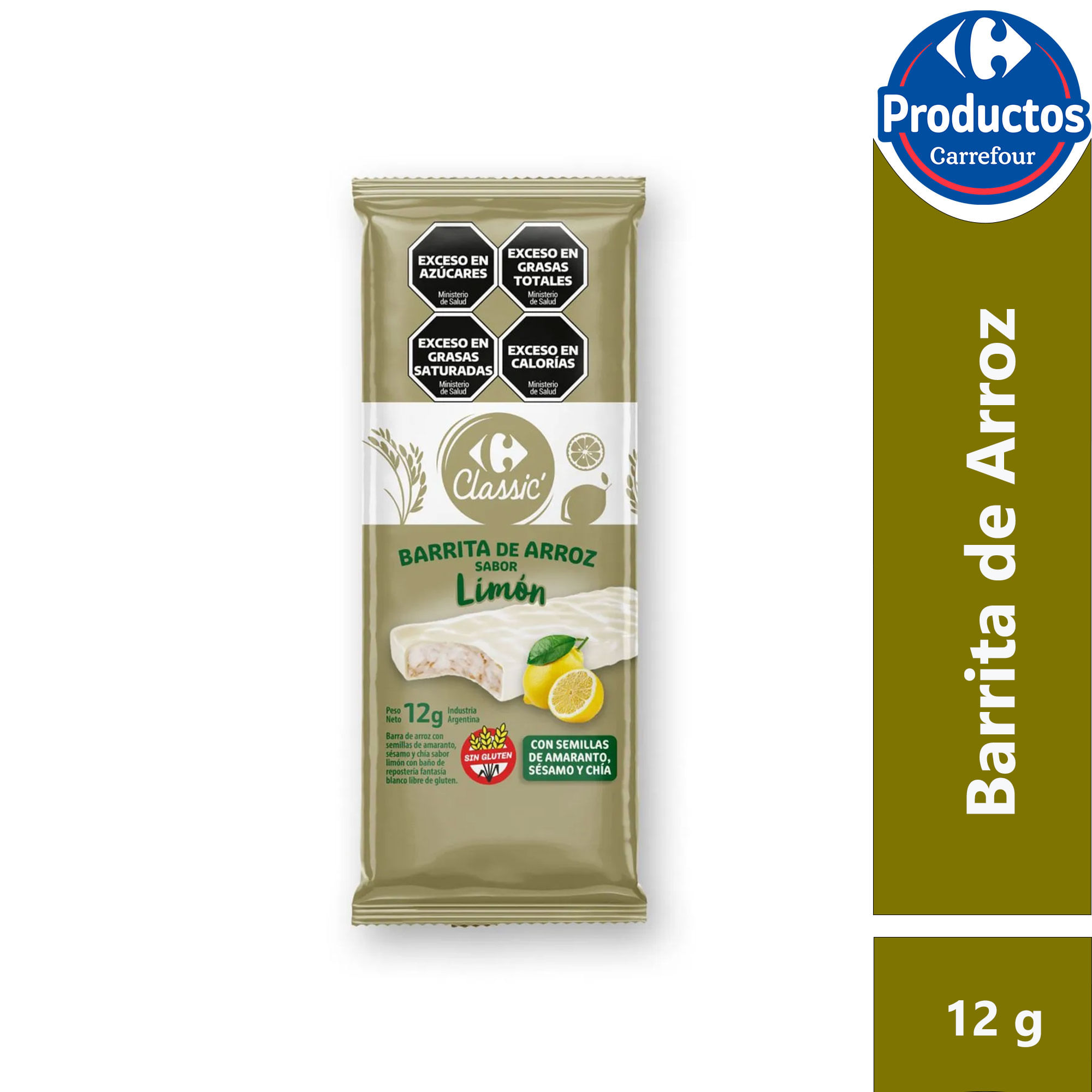 Barritas de arroz con semillas Carrefour Classic sabor limón 12 grs