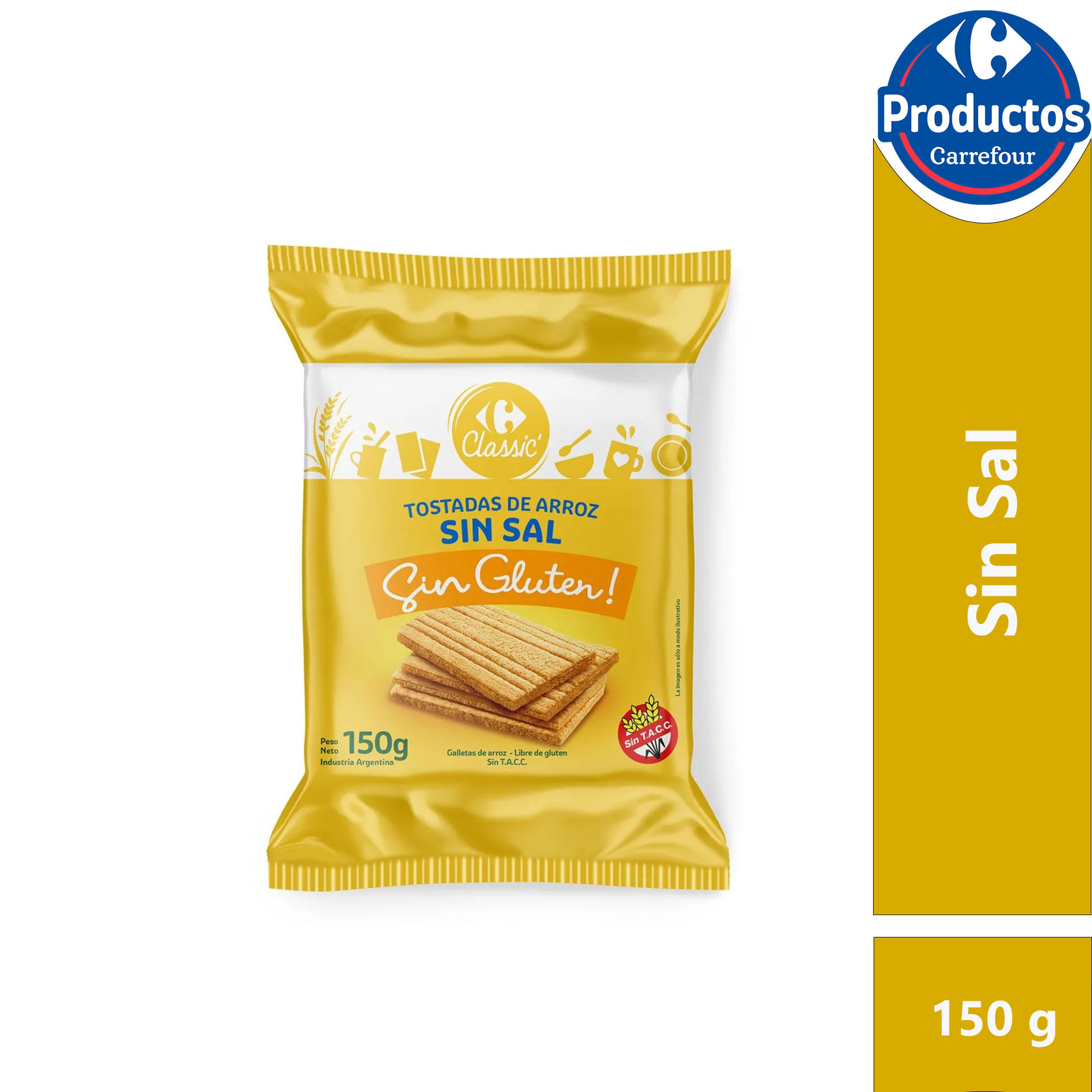 Tostadas de arroz sin sal Carrefour Classic  150 g.